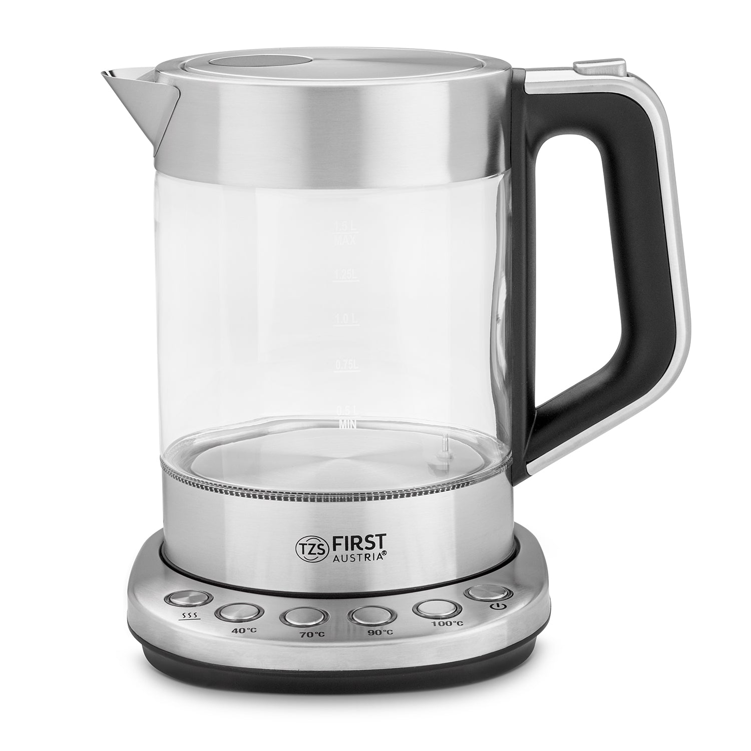 Wasserkocher 1,7 L Glas, 4 Temperaturstufen, Warmhaltefunktion