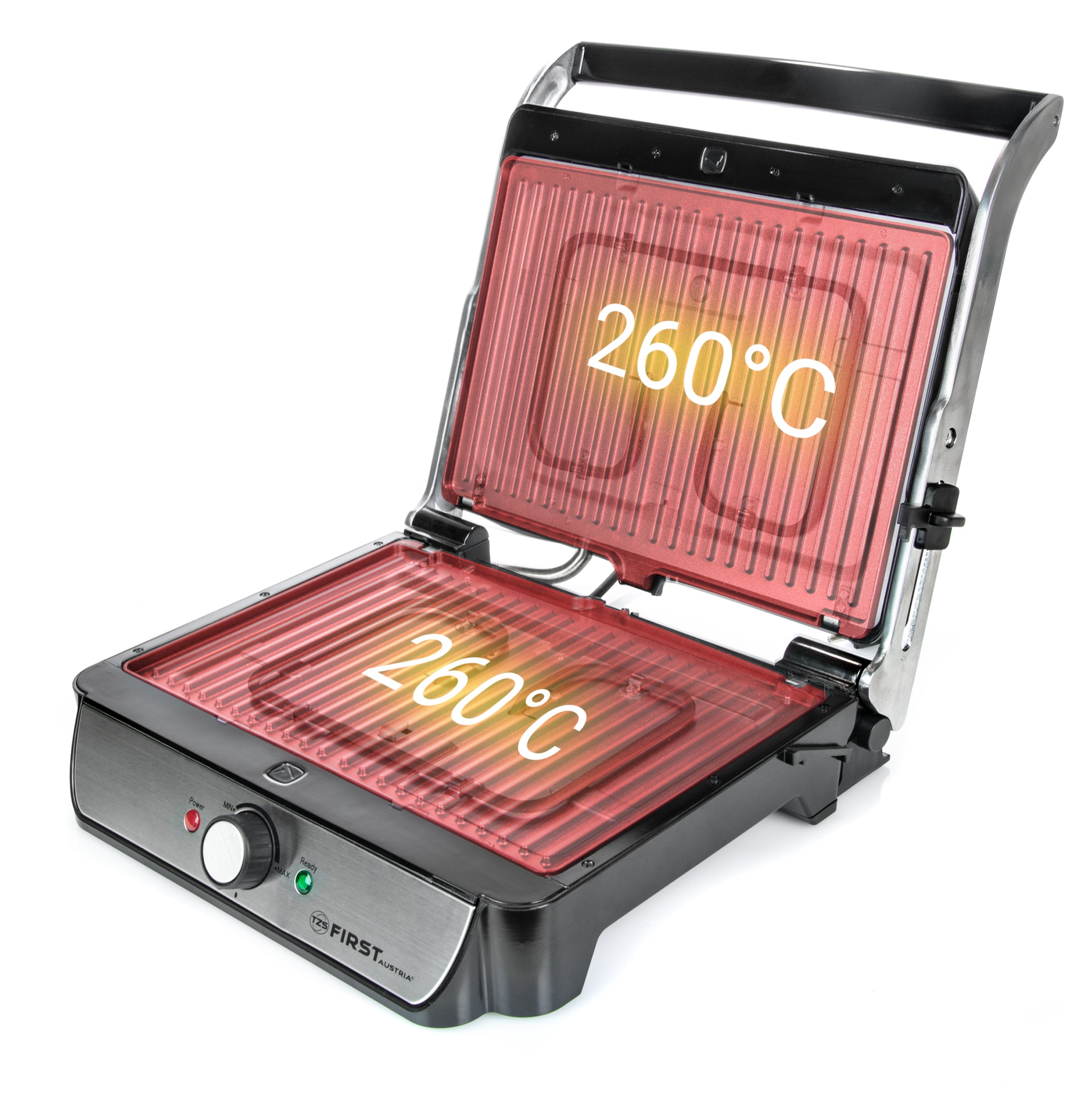 Tabletop grill, 2000 W, opens 180°