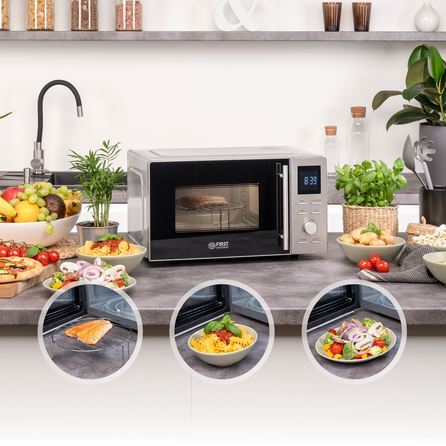 Forno a Microonde 20L, con Funzione Grill e Struttura in Acciaio Inox