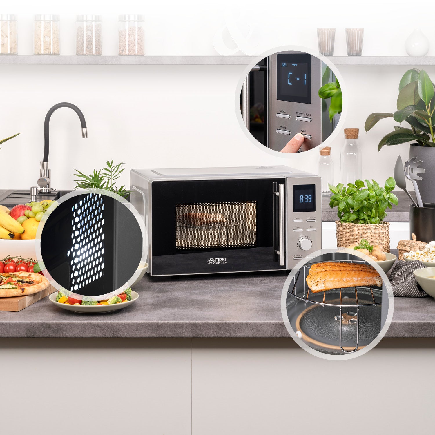 Forno a Microonde 20L, con Funzione Grill e Struttura in Acciaio Inox