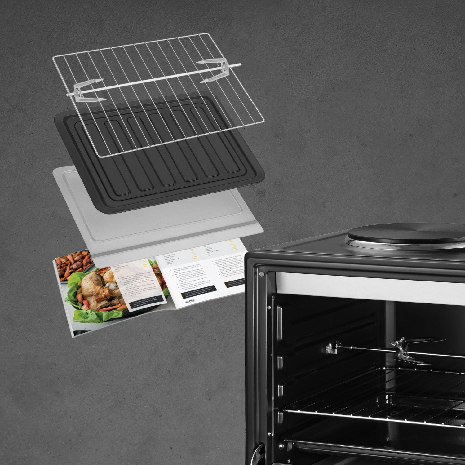Mini-Backofen 45L, mit Kochplatten, Umluft