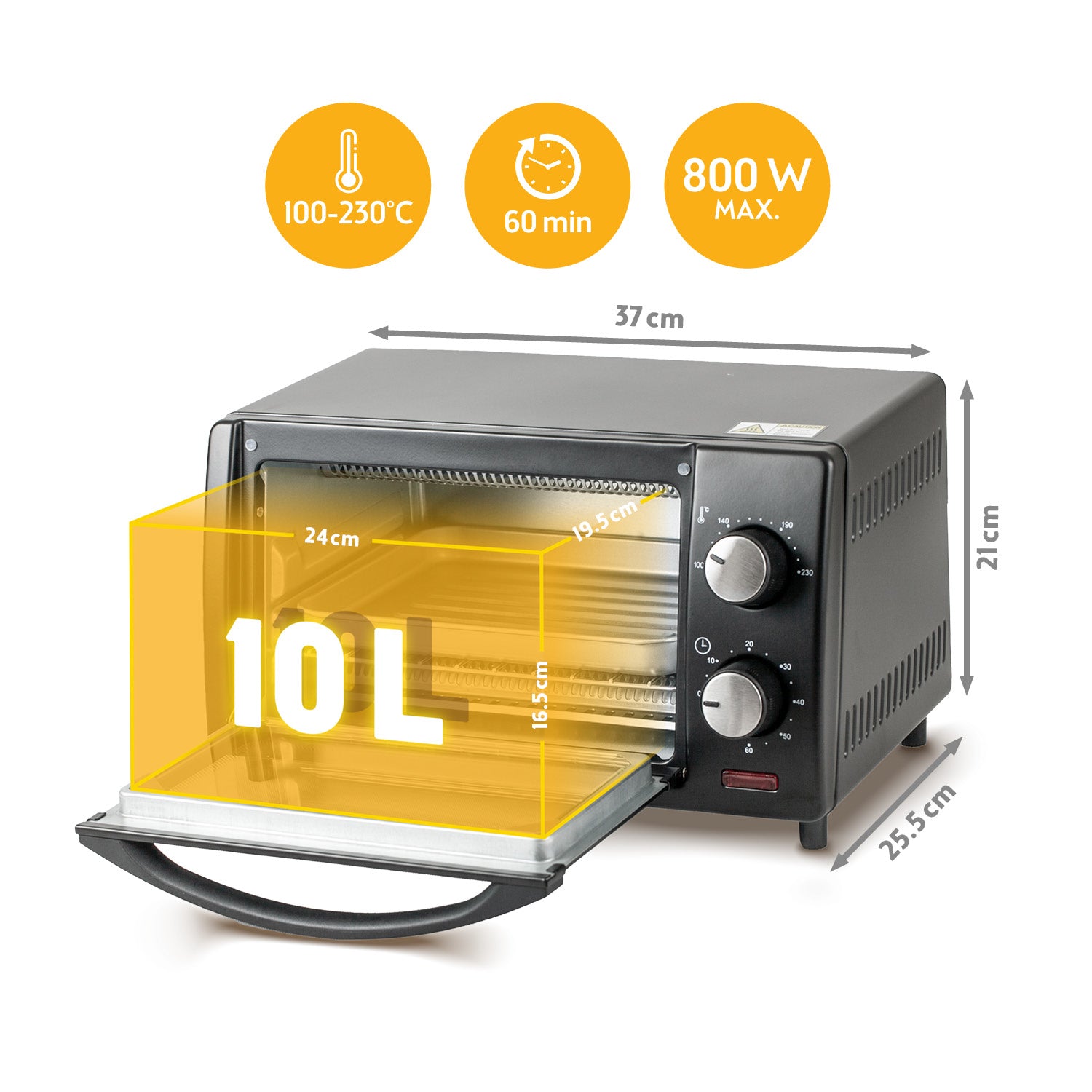 Mini-Backofen 10L, energieeffizient, kompakt