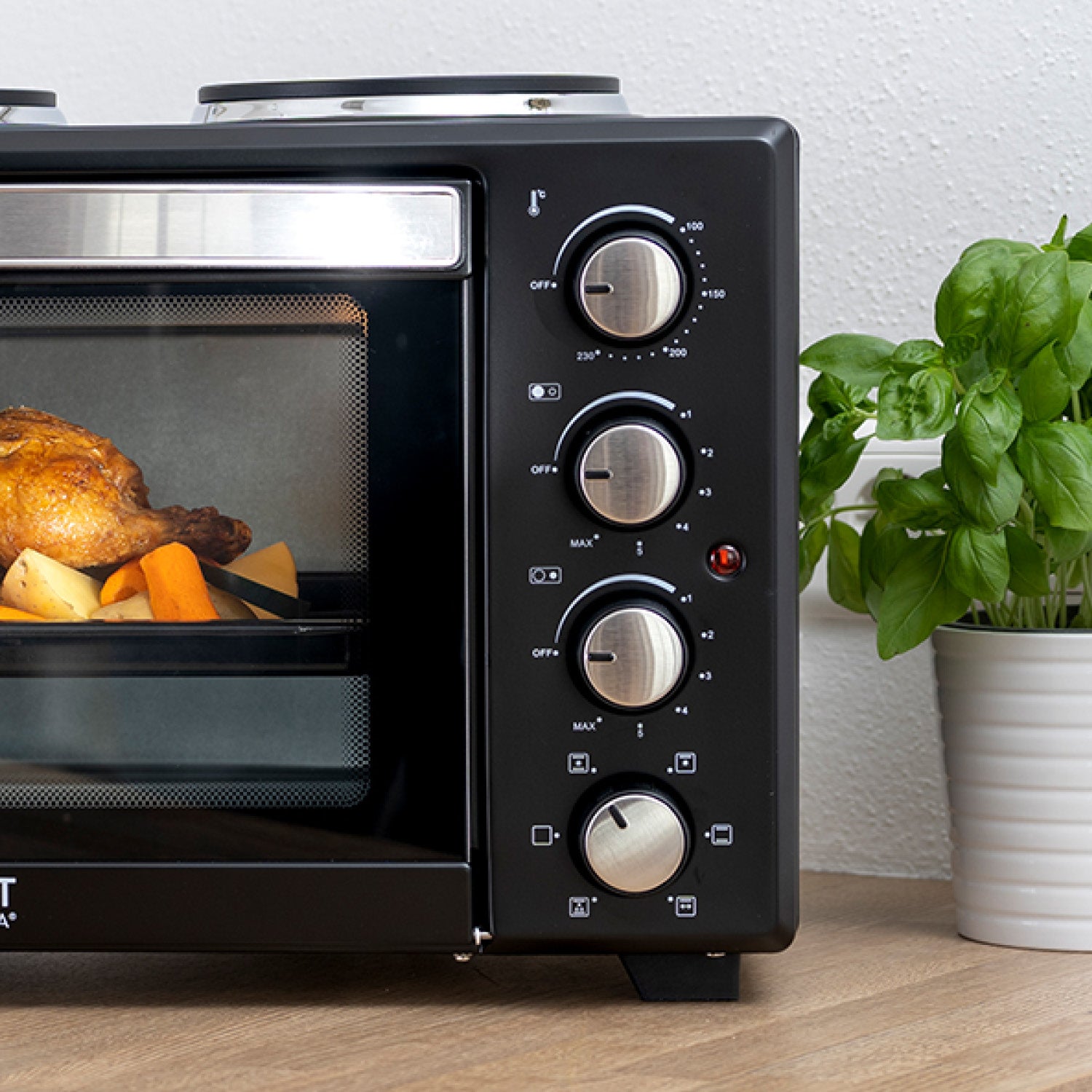 Mini-Backofen 60L, mit Kochplatten, Drehspieß