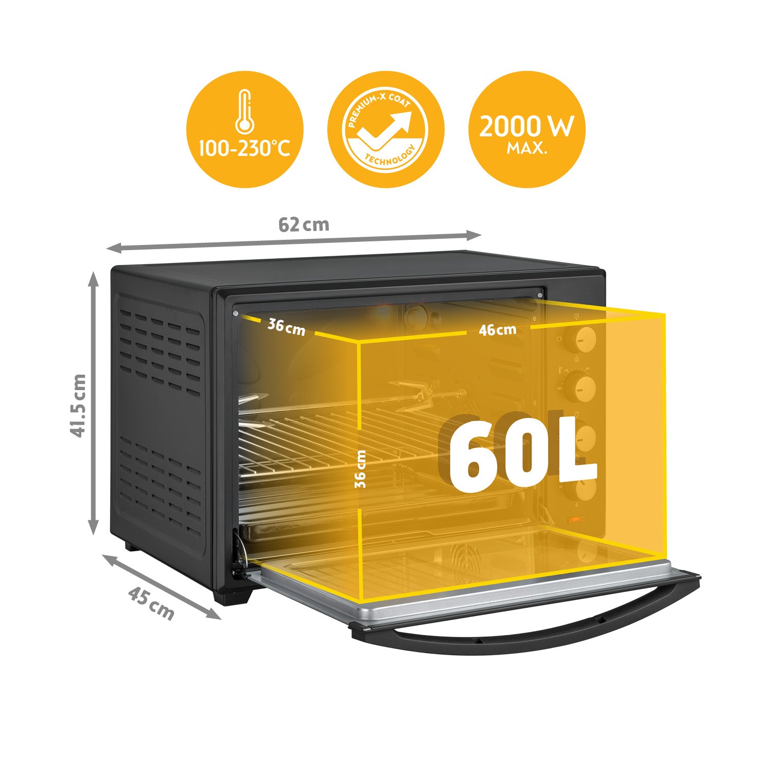 Mini Oven 60 L, with Convection, Rotisserie Spit