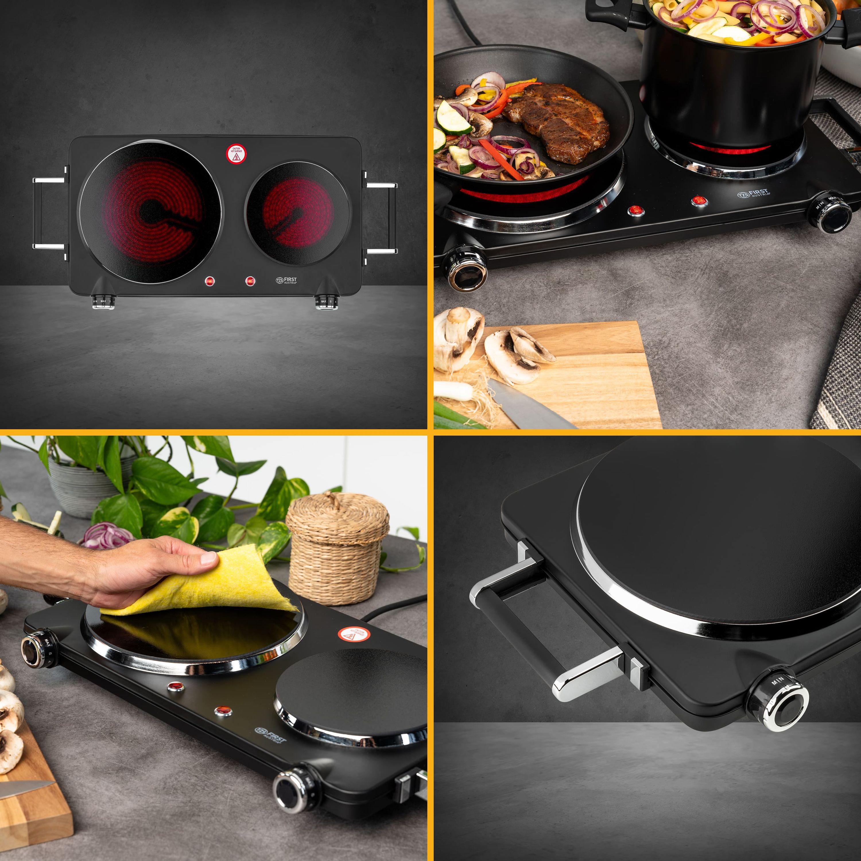 Double Infrared Hotplate 2500 W, Glass Ceramic, 22/16.5 cm