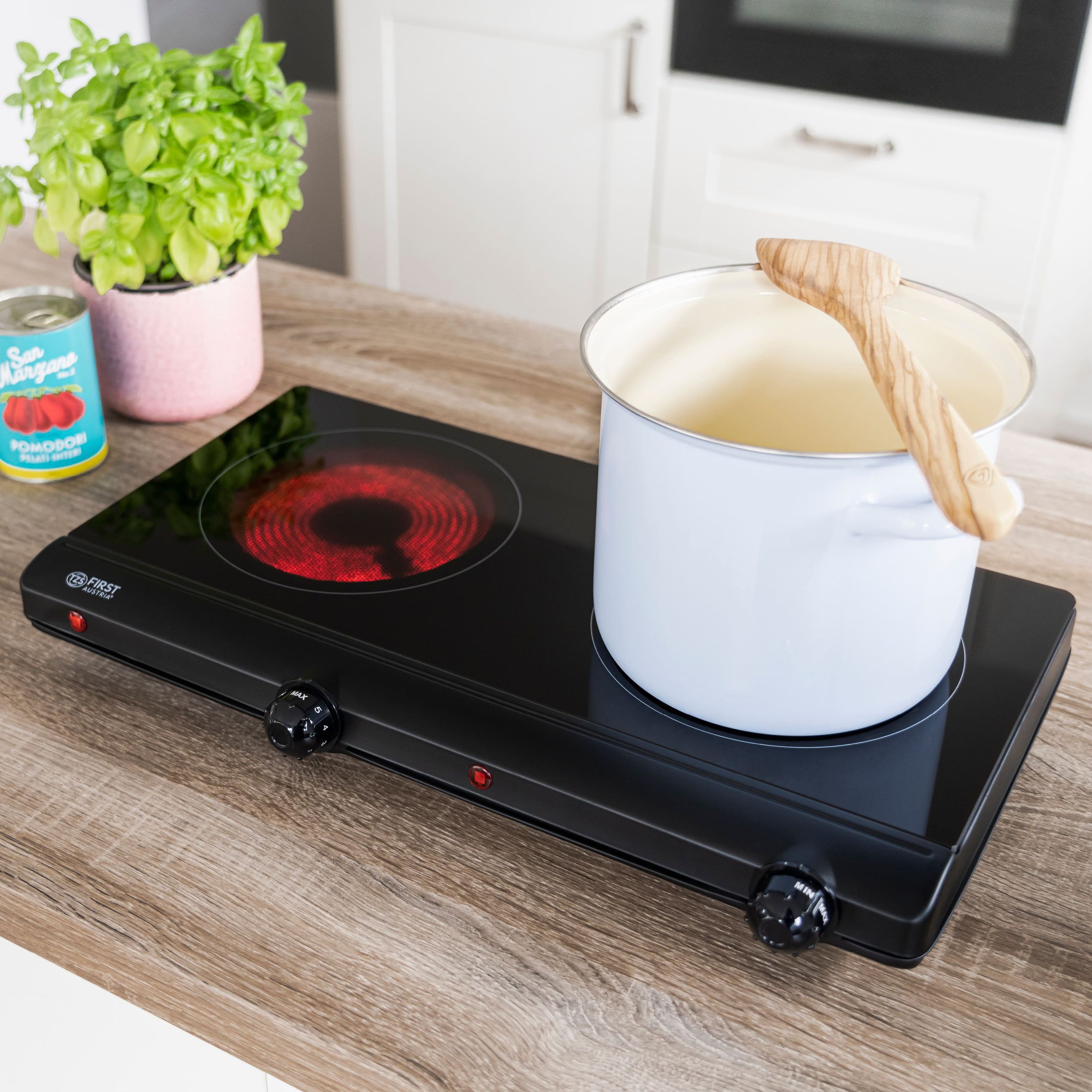 Double Infrared Hotplate 2500 W, 2 Glass Ceramic Zones, Stepless Thermostat