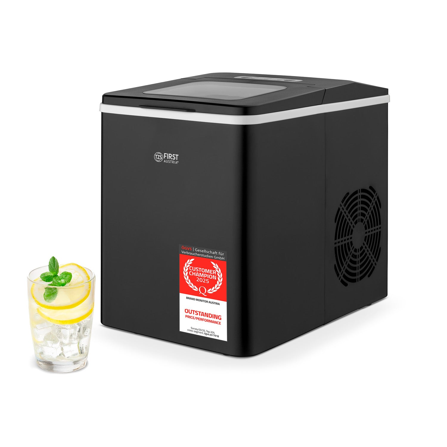 Ice Cube Machine 1.8 L – 12 kg/Day, 2 Sizes, Fast & Quiet, LED Display, Black