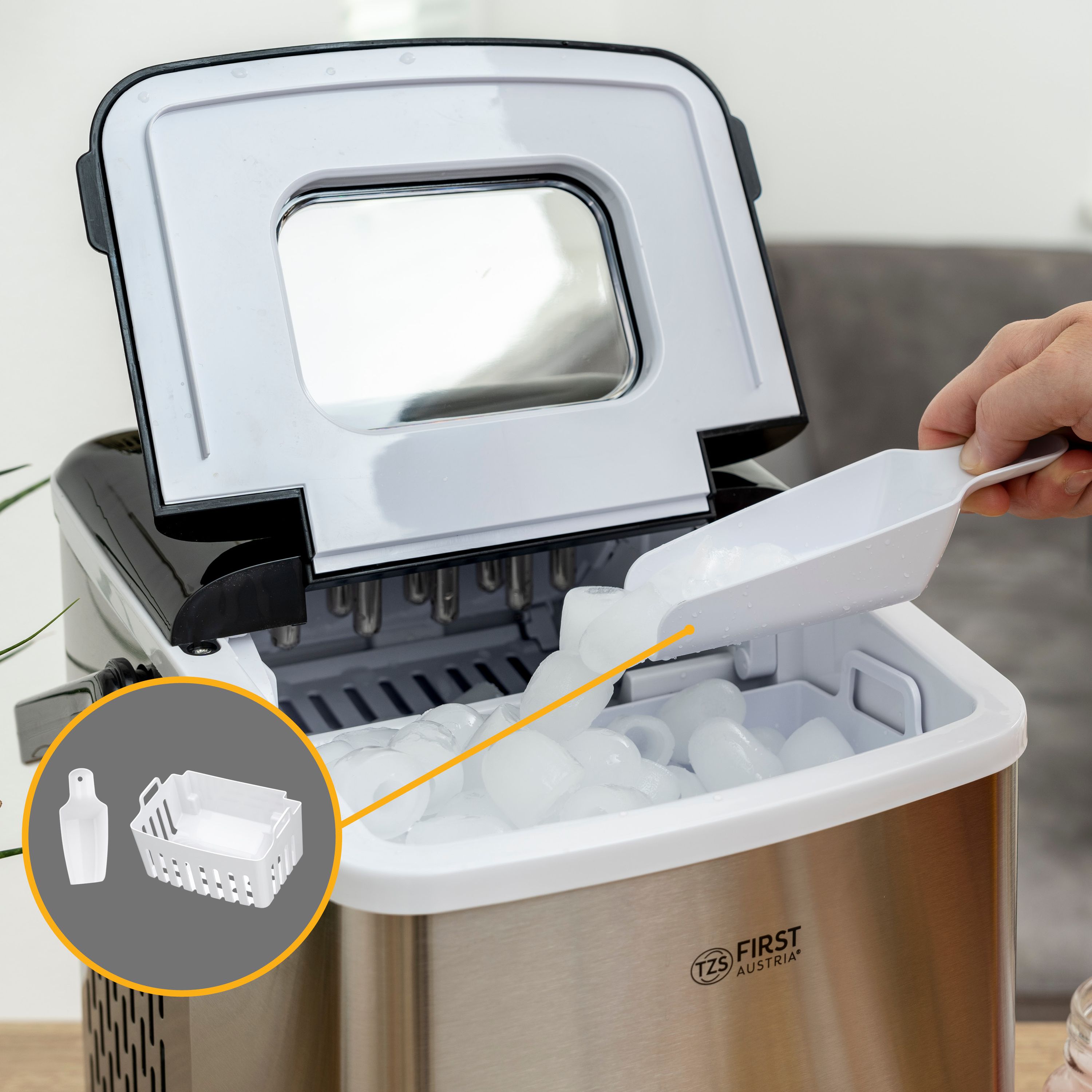 Ice Cube Maker 1.8 L, Stainless Steel, 12 kg/24h