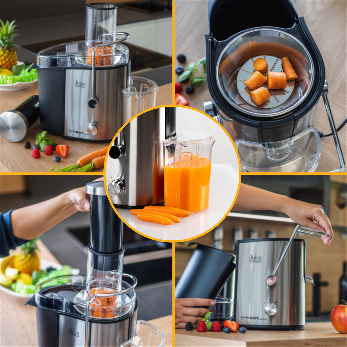 Juicer 800 W, XXL Feed Chute 75 mm, Stainless Steel