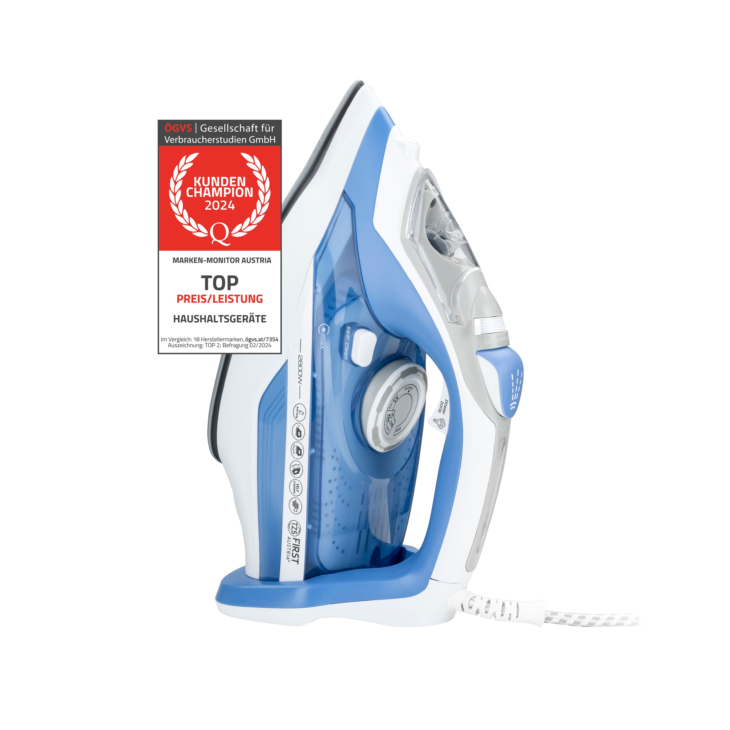 Steam Iron 450 ml, 2600 W, Ceramic Soleplate