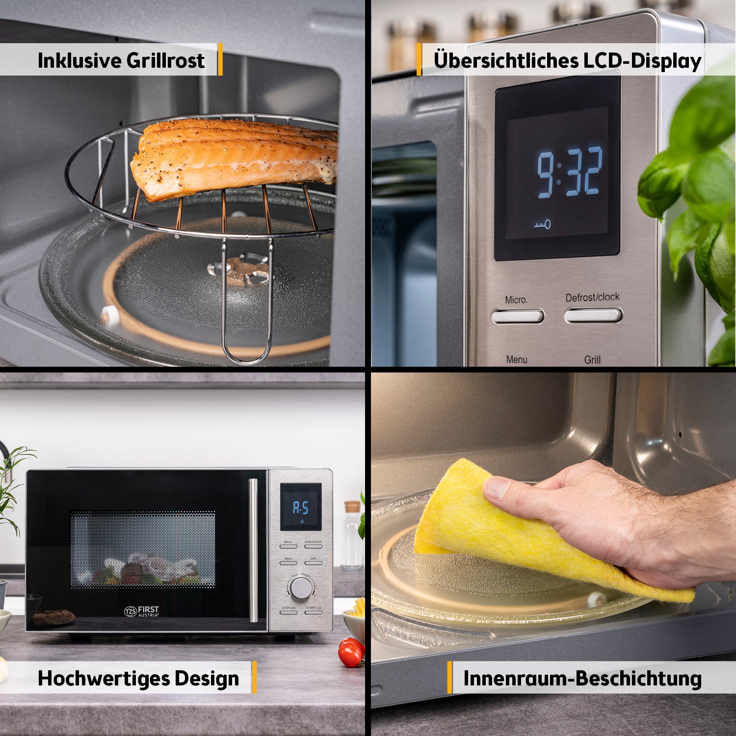 Microwave 20 L, with Grill Function, Stainless Steel