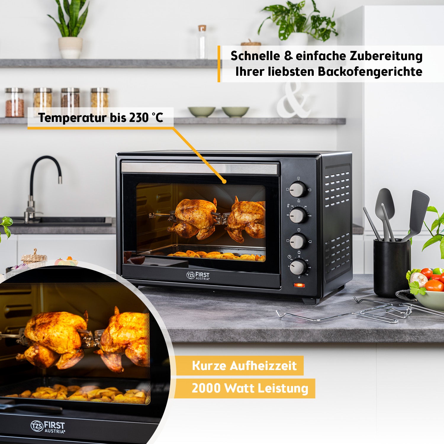 Mini Oven 60 L, with Convection, Rotisserie Spit