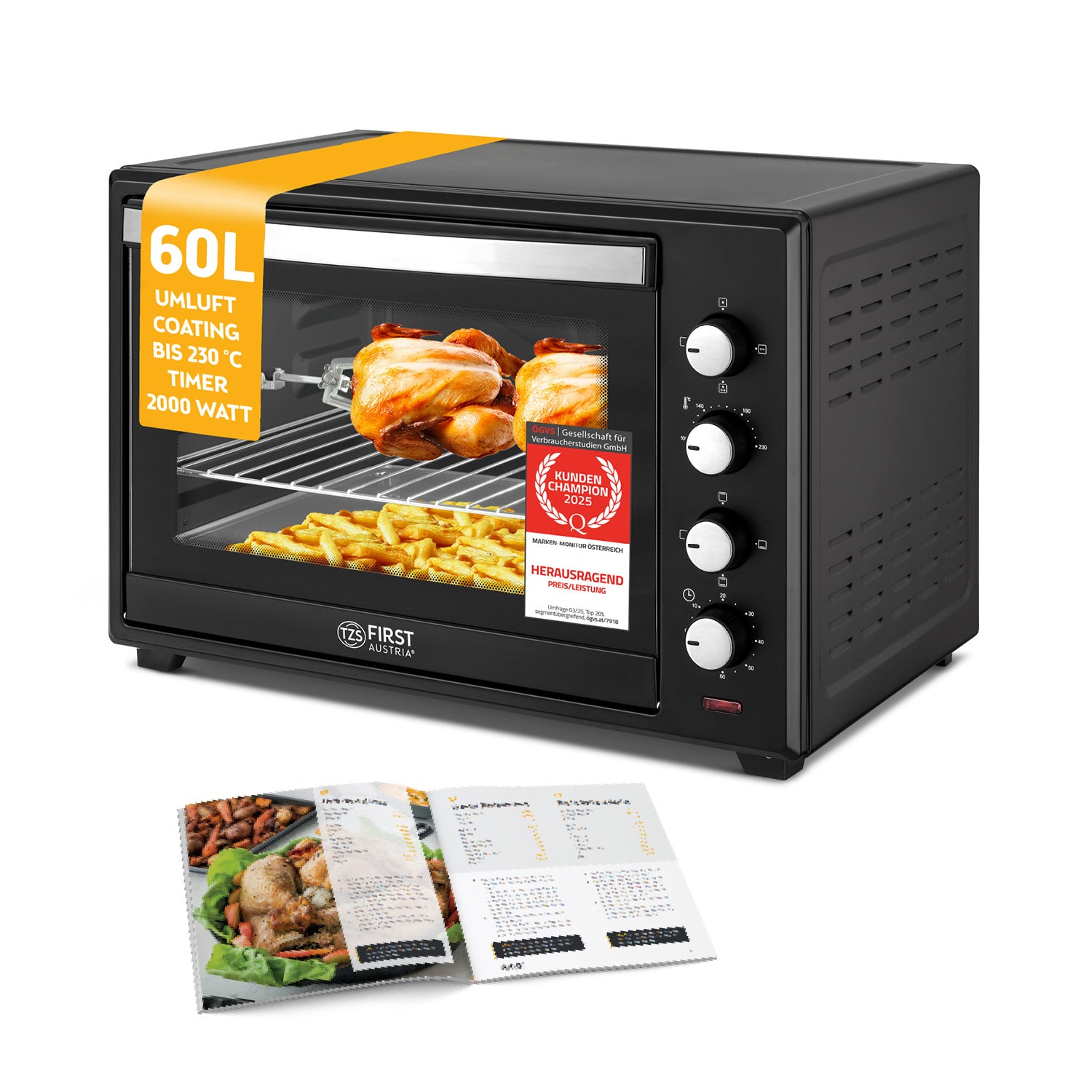 Mini Oven 60 L, with Convection, Rotisserie Spit