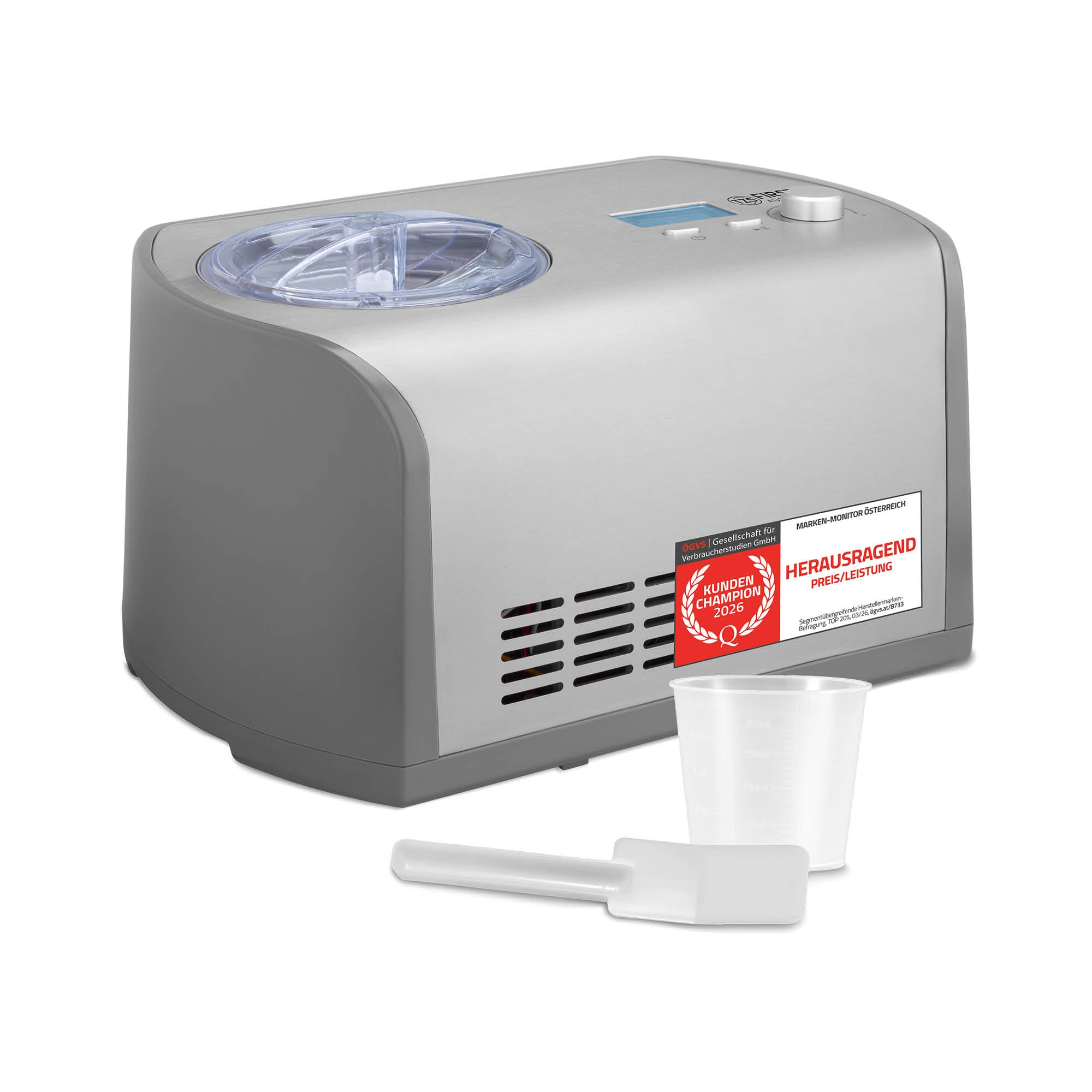 Eismaschine 1,2L, Edelstahl, mit Kühlkompressor