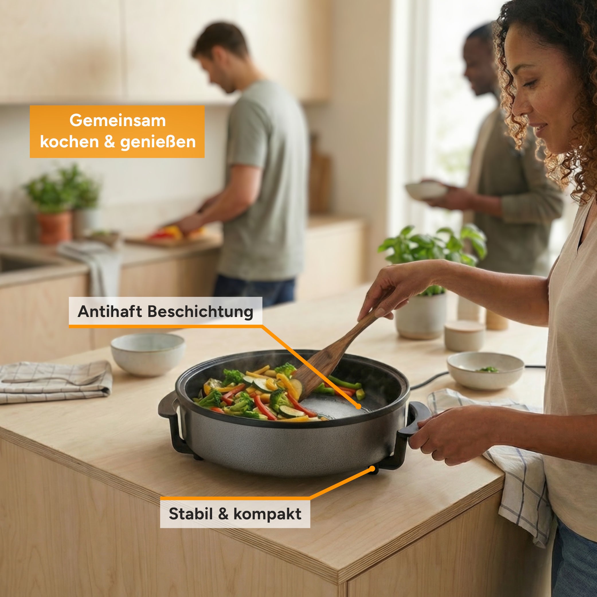Electric Multi Pan 40 cm, Non-Stick Coated, incl. Glass Lid