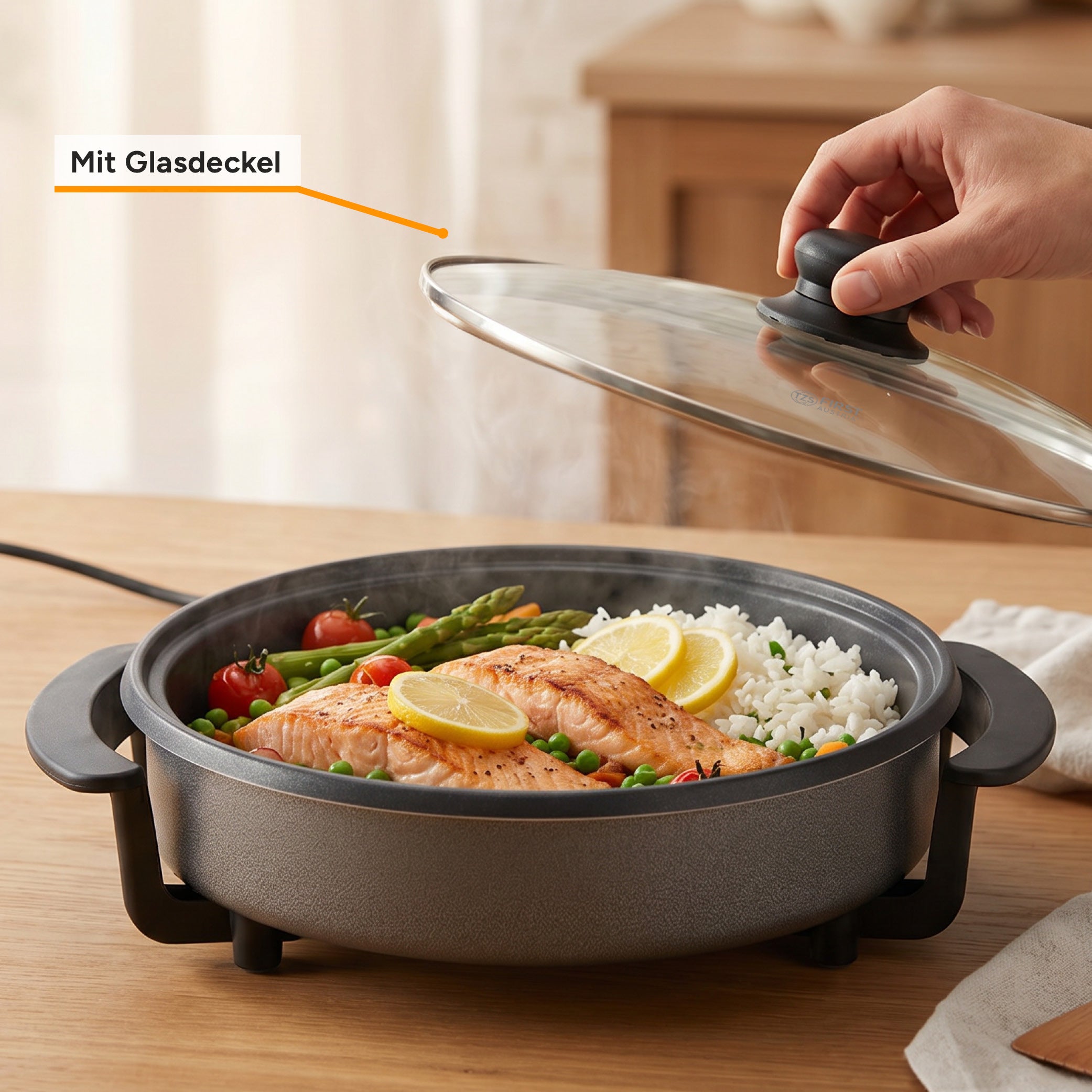 Electric Multi Pan 30 cm, Non-Stick Coated, incl. Glass Lid