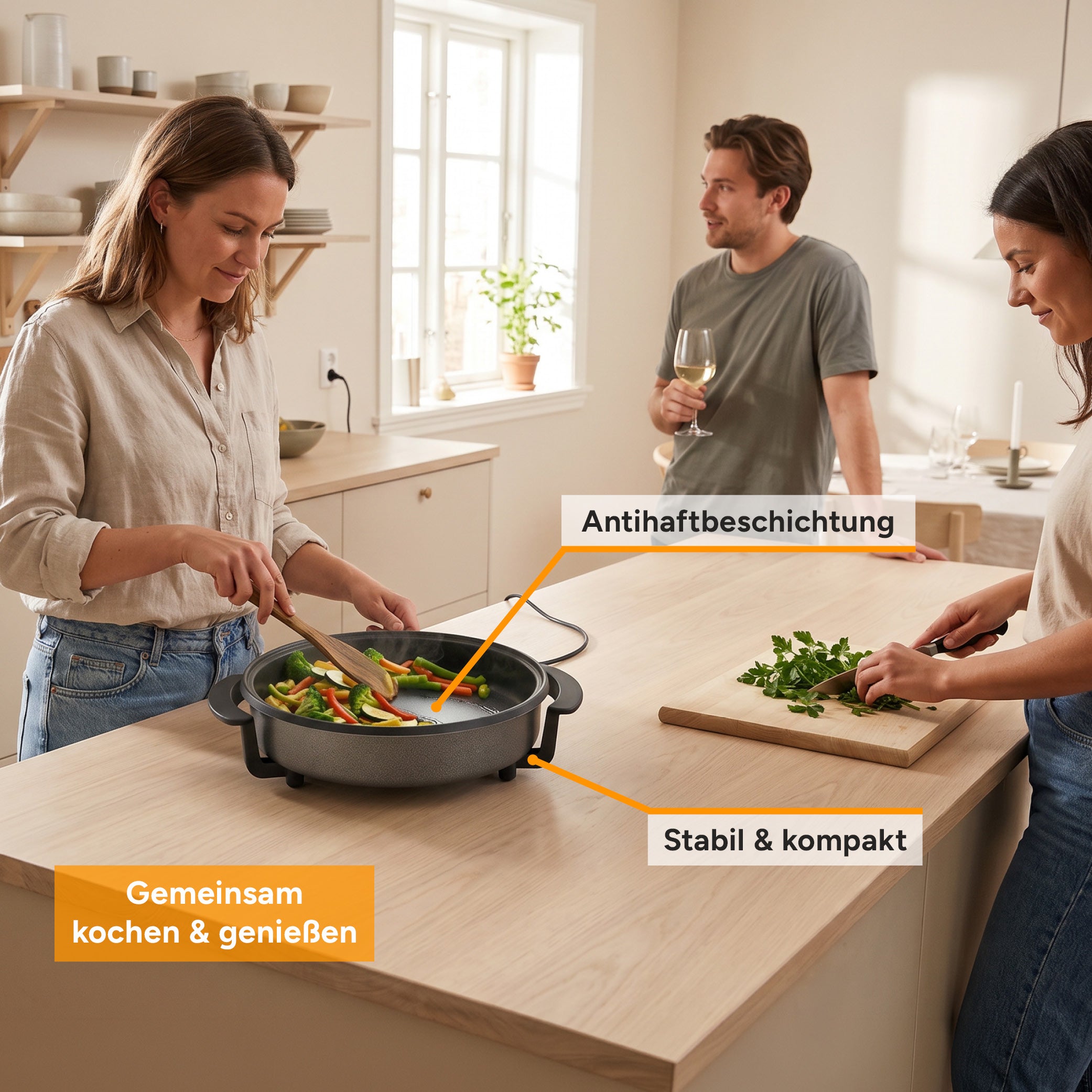 Electric Multi Pan 30 cm, Non-Stick Coated, incl. Glass Lid
