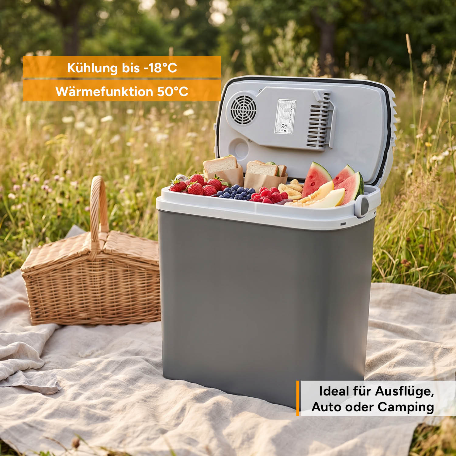 Thermoelectric Cool Box 24L, Cooling & Warming, 3-Way Power Supply