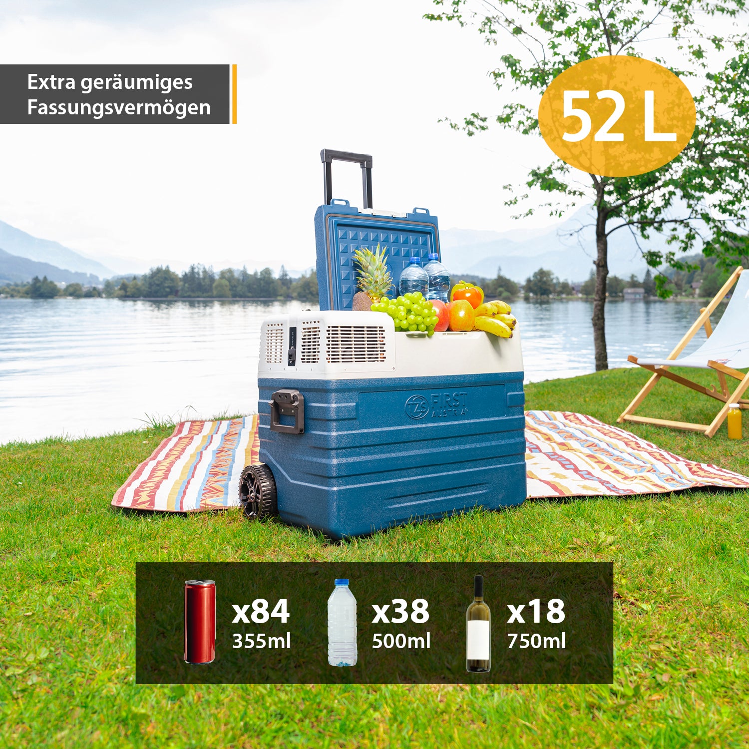 Kompressor-Kühlbox 52L, mit App-Steuerung, Trolley-Funktion