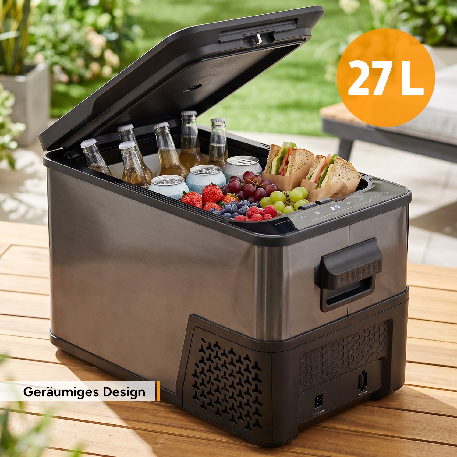 Kompressor-Kühlbox 27L, bis -20 °C, Dark Steel Anti-Fingerprint