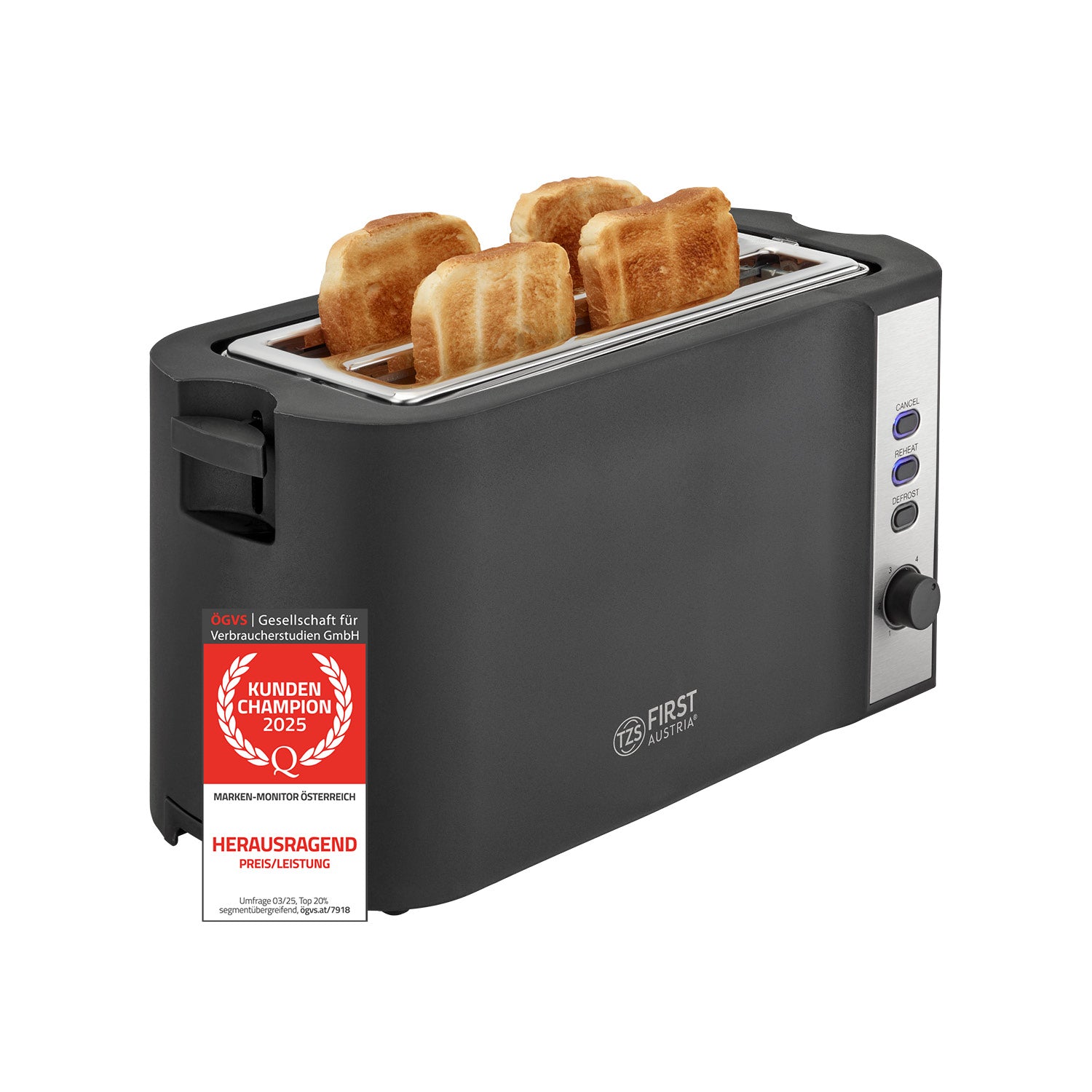 4-slice toaster with bun warmer & extra-wide slots