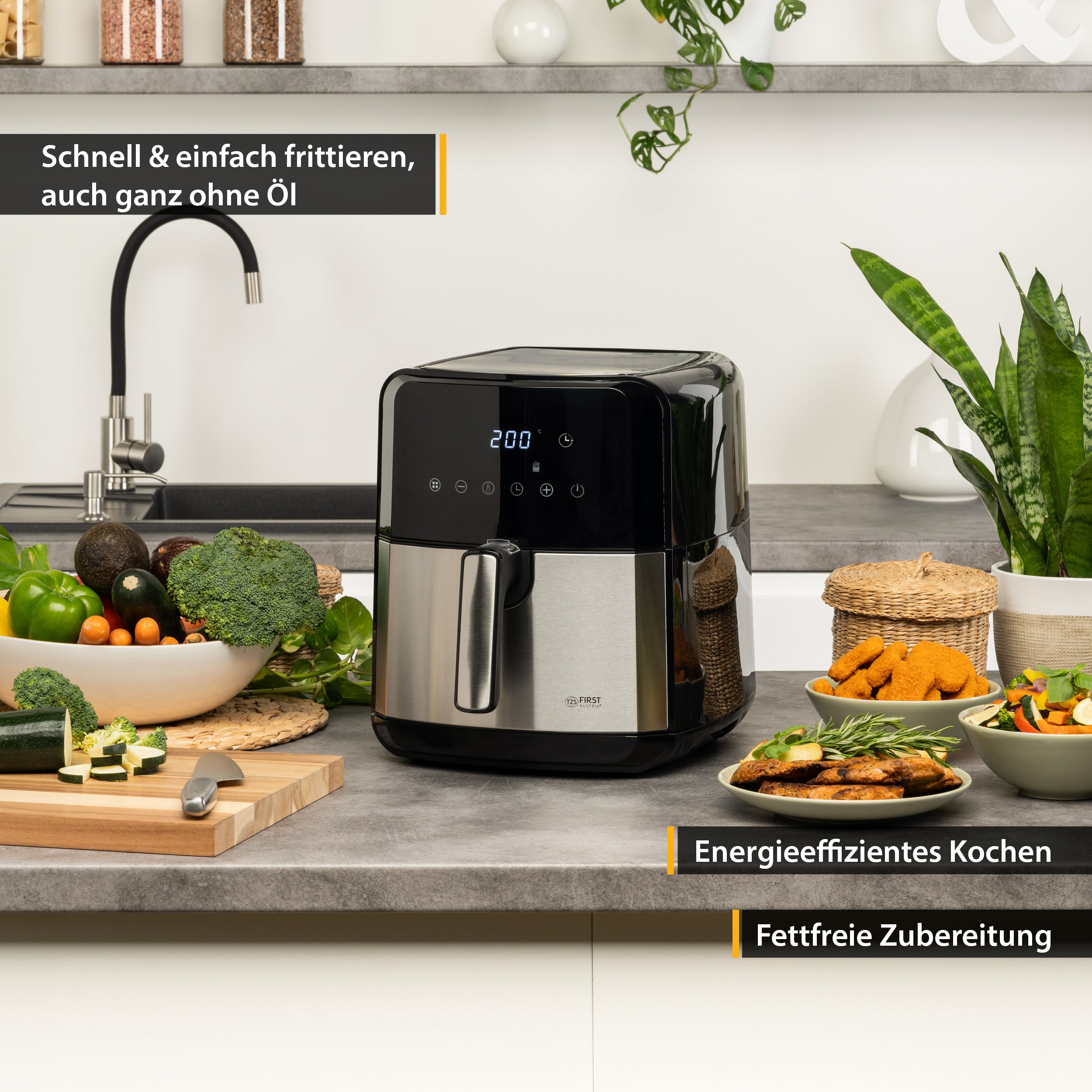 Heißluftfritteuse 5 L, 8 Programme, mit Startverzögerung