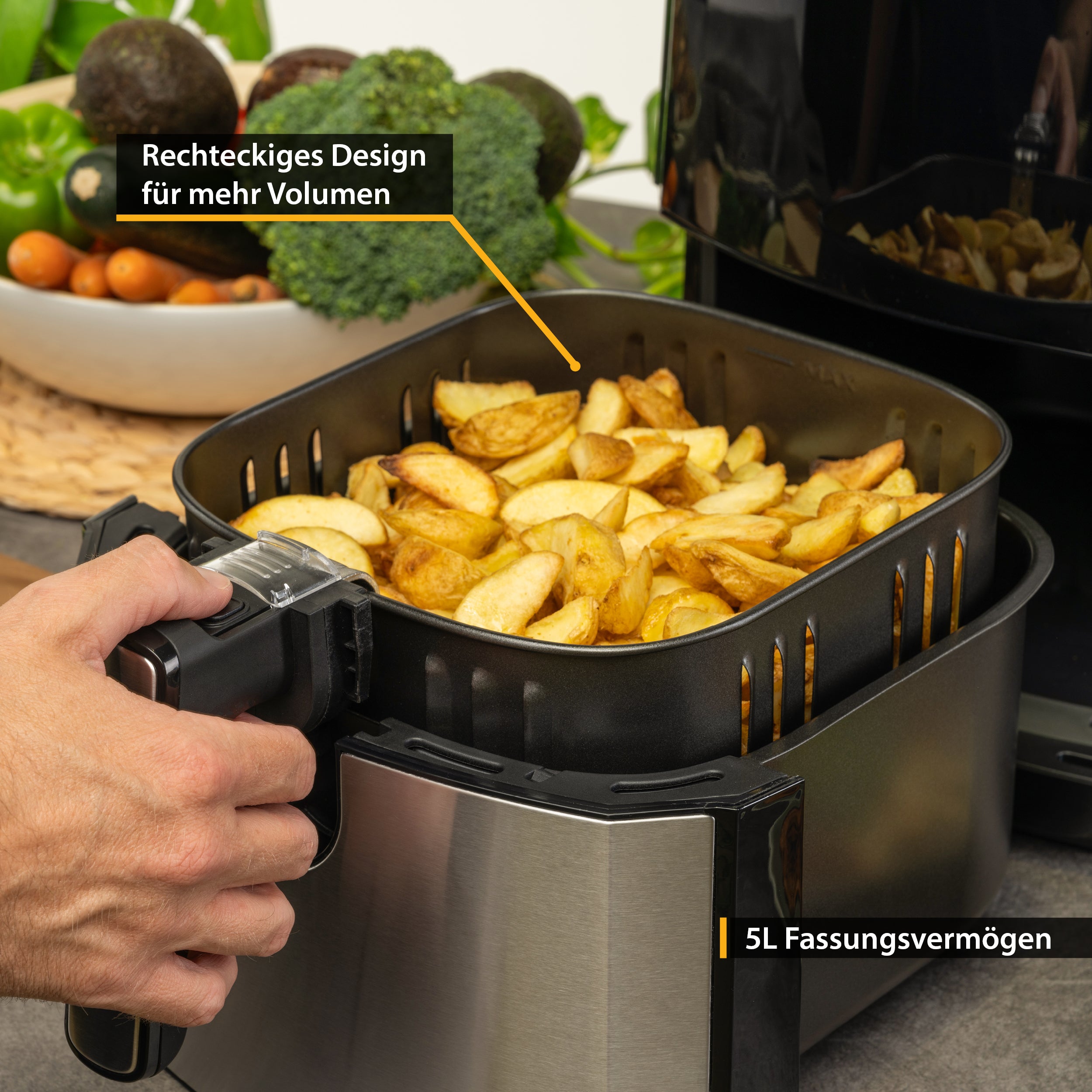 Heißluftfritteuse 5 L, 8 Programme, mit Startverzögerung