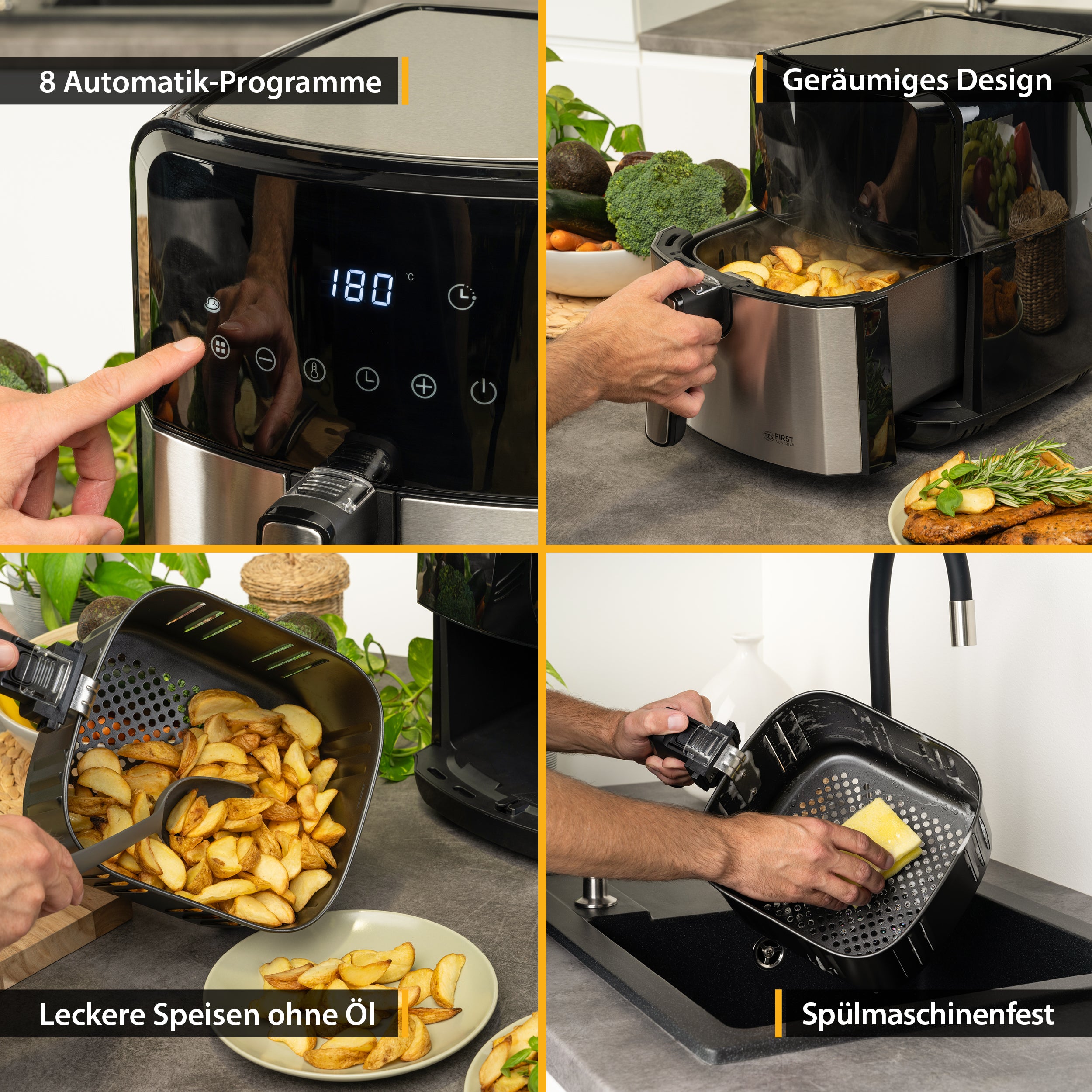 Heißluftfritteuse 5 L, 8 Programme, mit Startverzögerung
