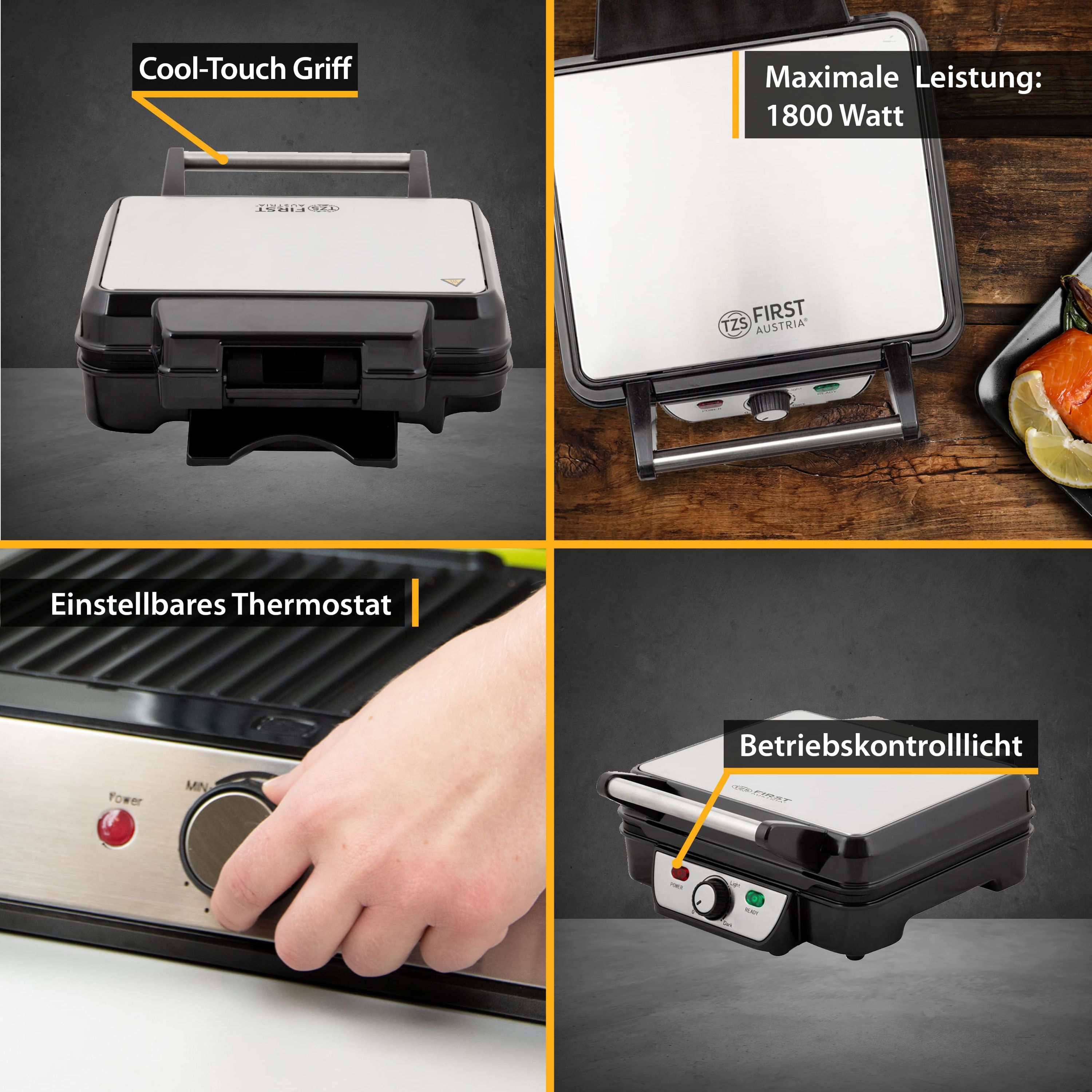 Table grill 1800 W, non-stick, 180° foldable