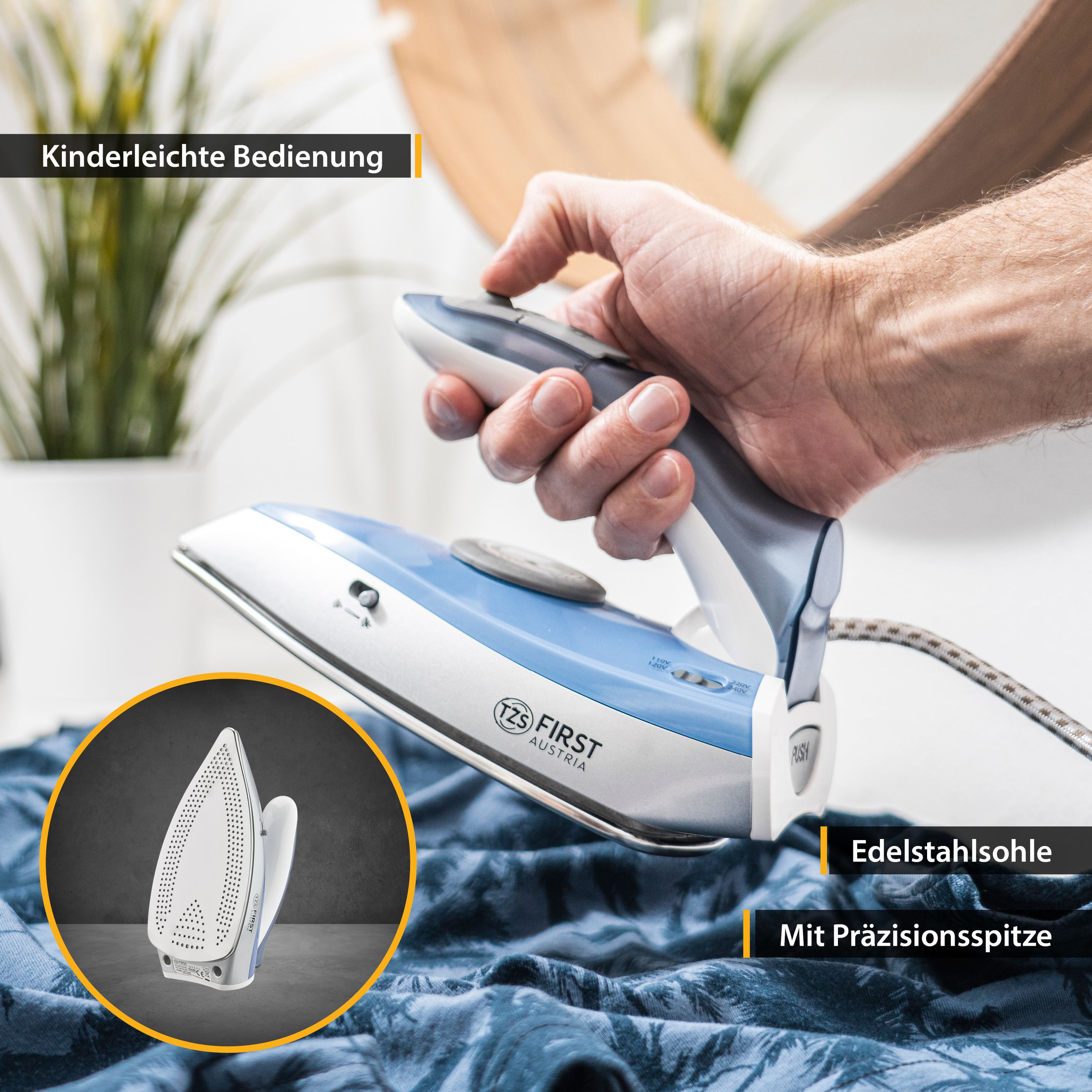 Travel Iron 60 ml, Foldable Handle, Stainless Steel Soleplate