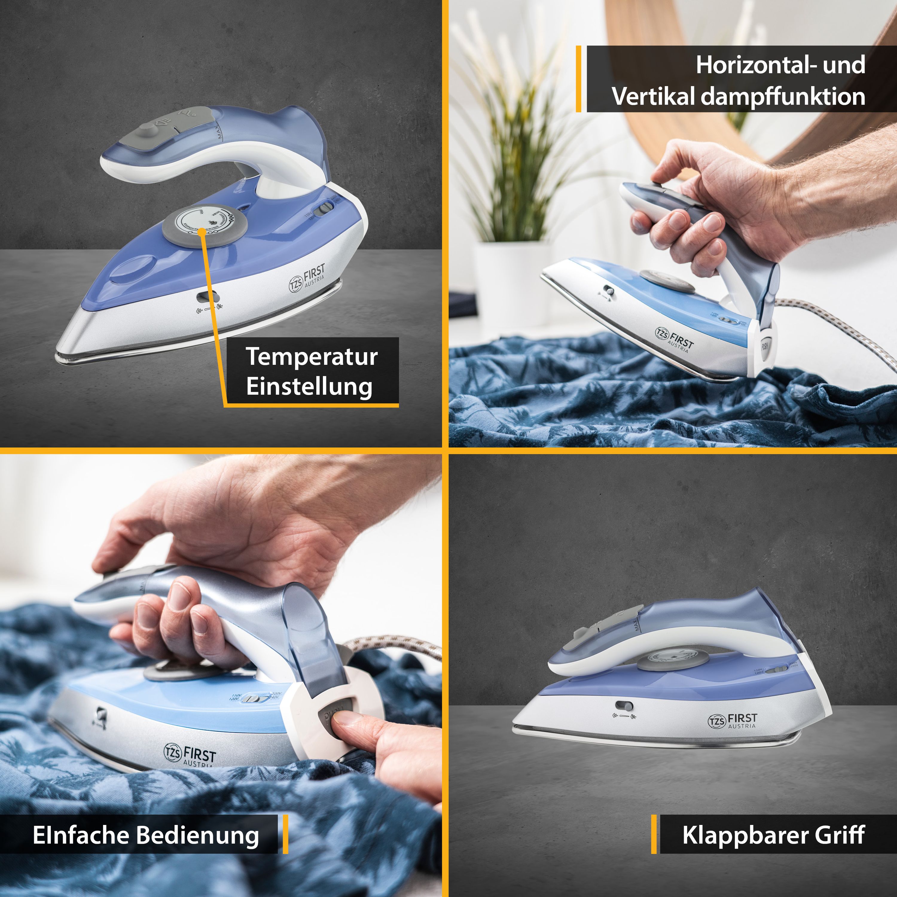 Travel Iron 60 ml, Foldable Handle, Stainless Steel Soleplate
