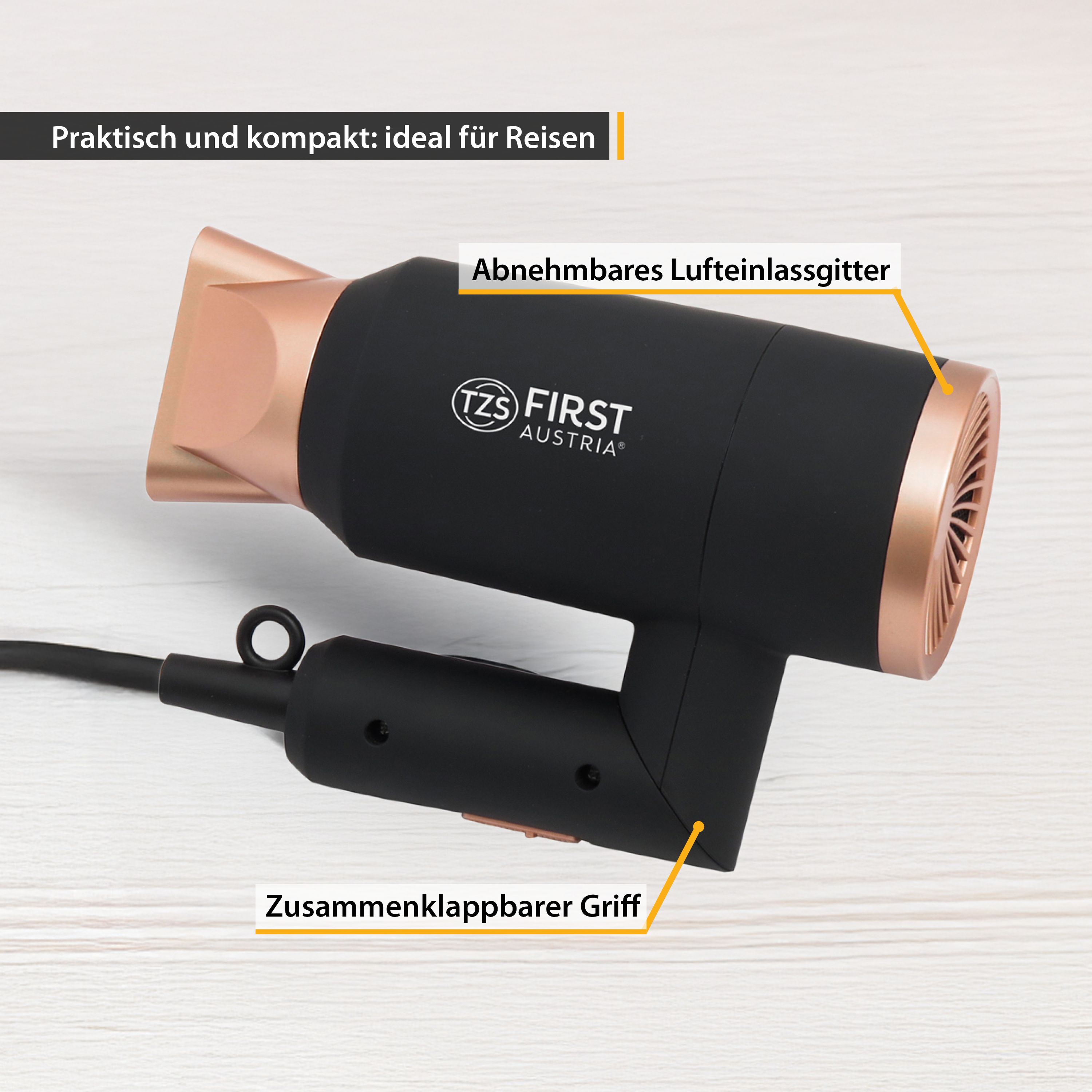 Travel Hair Dryer 450 g, Foldable Handle, Ionic Technology