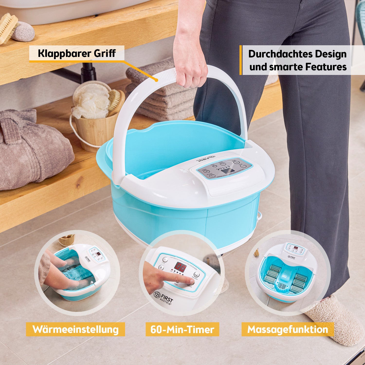 Professional foot spa, vibration massage, bubble function