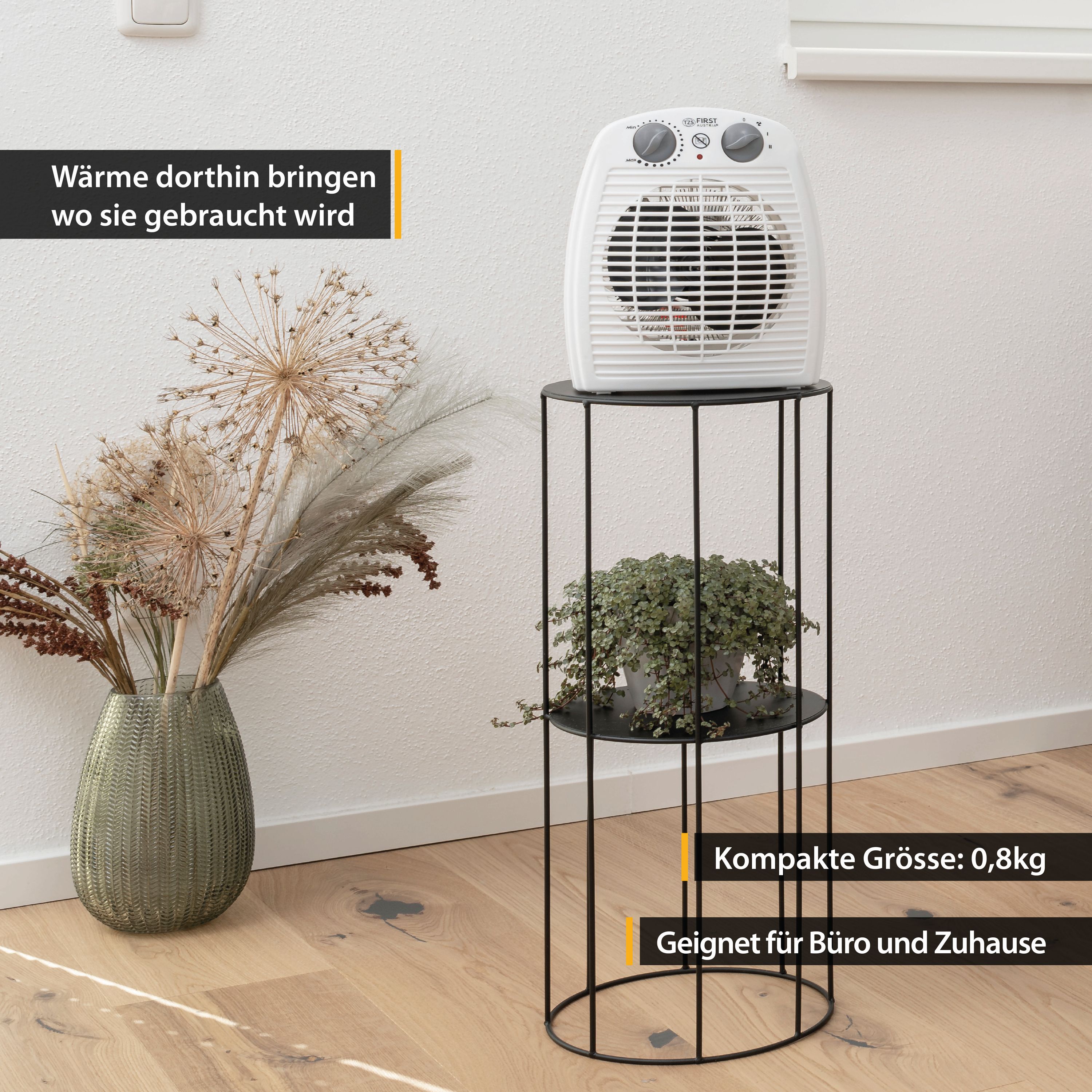 Fan Heater with Cool Air Fan, Thermostat, Overheat Protection