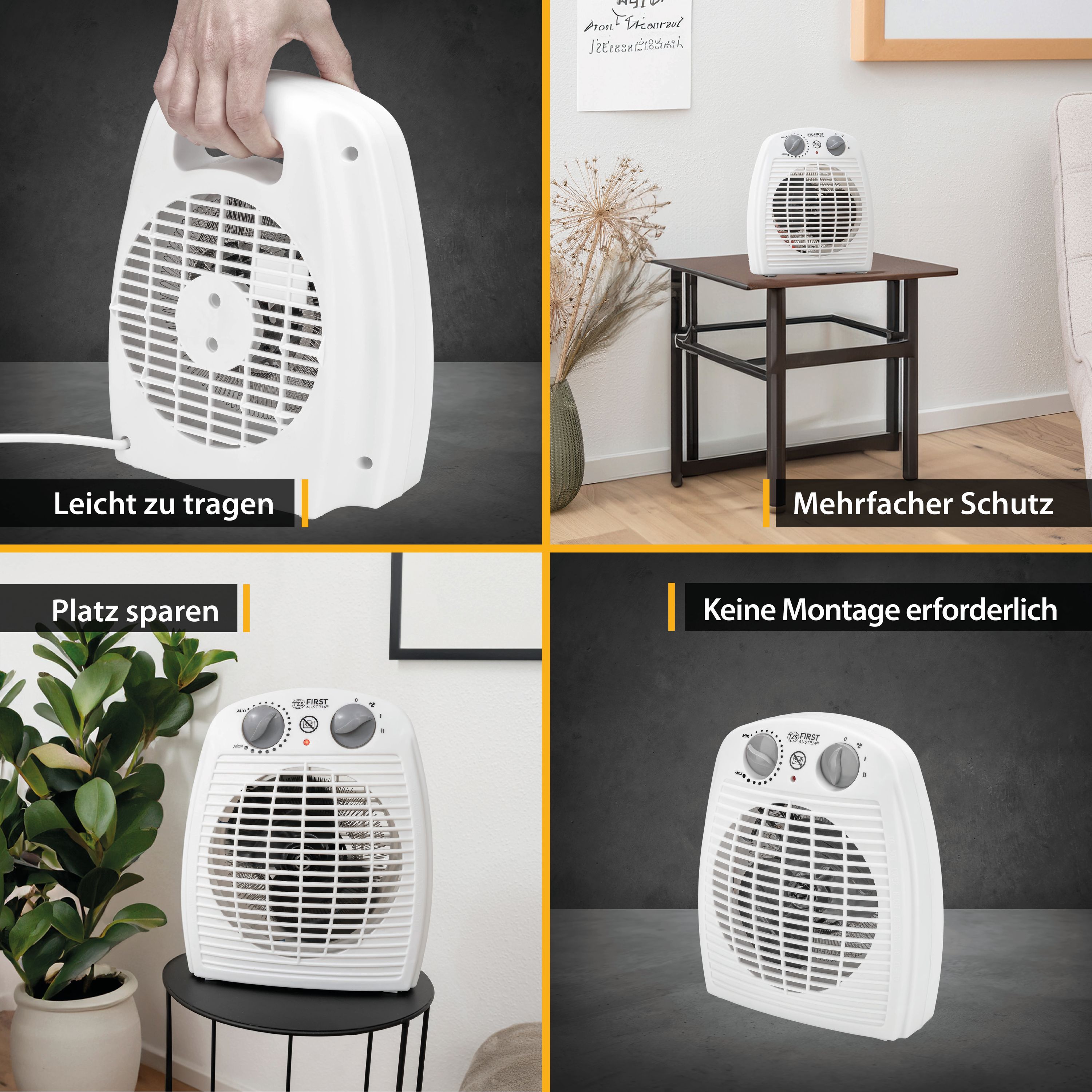Fan Heater with Cool Air Fan, Thermostat, Overheat Protection