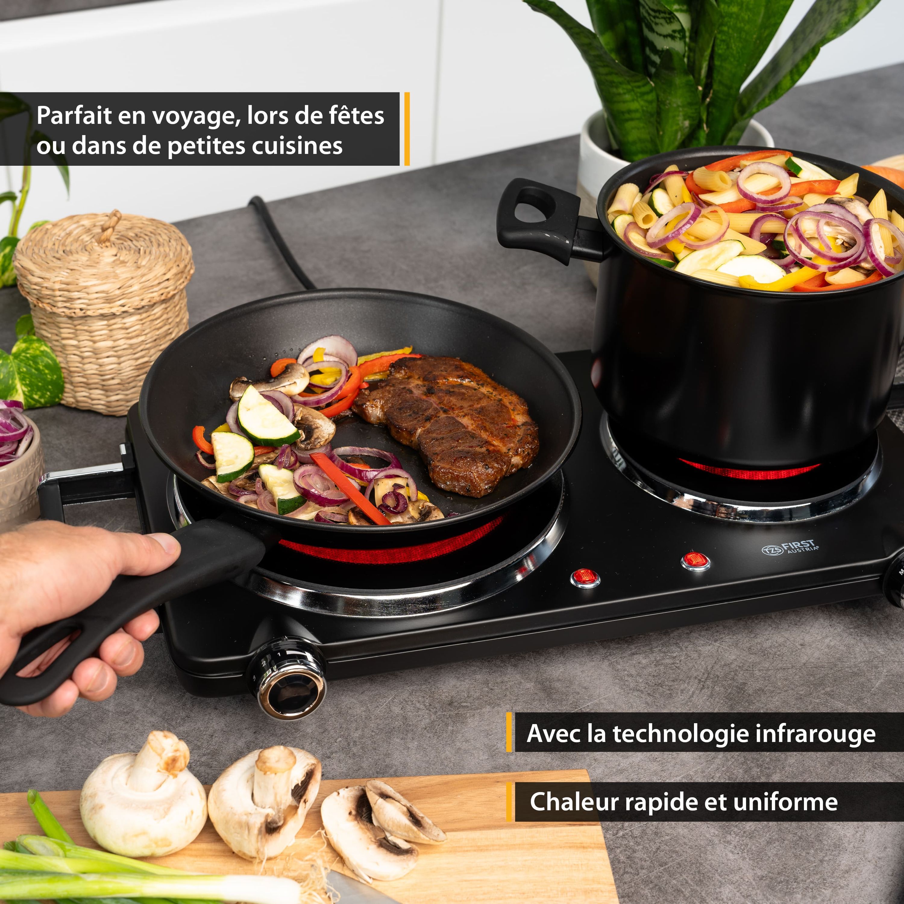 Double Infrared Hotplate 2500 W, Glass Ceramic, 22/16.5 cm