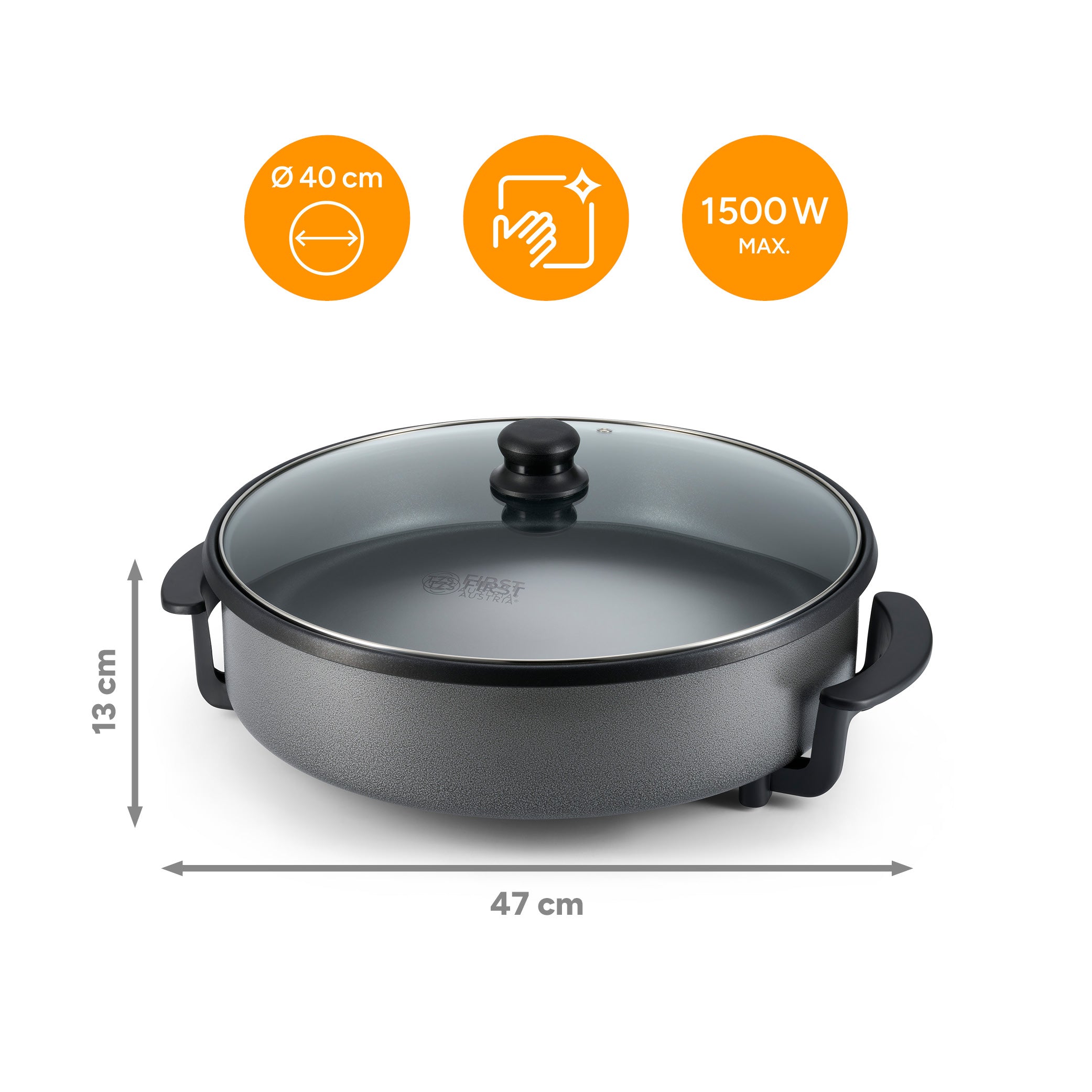Electric Multi Pan 40 cm, Non-Stick Coated, incl. Glass Lid