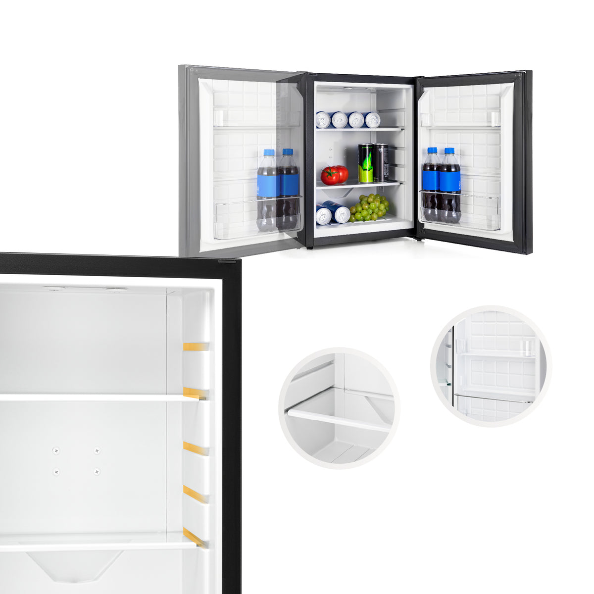 Minikühlschrank 40L - Glasfront Schwarz