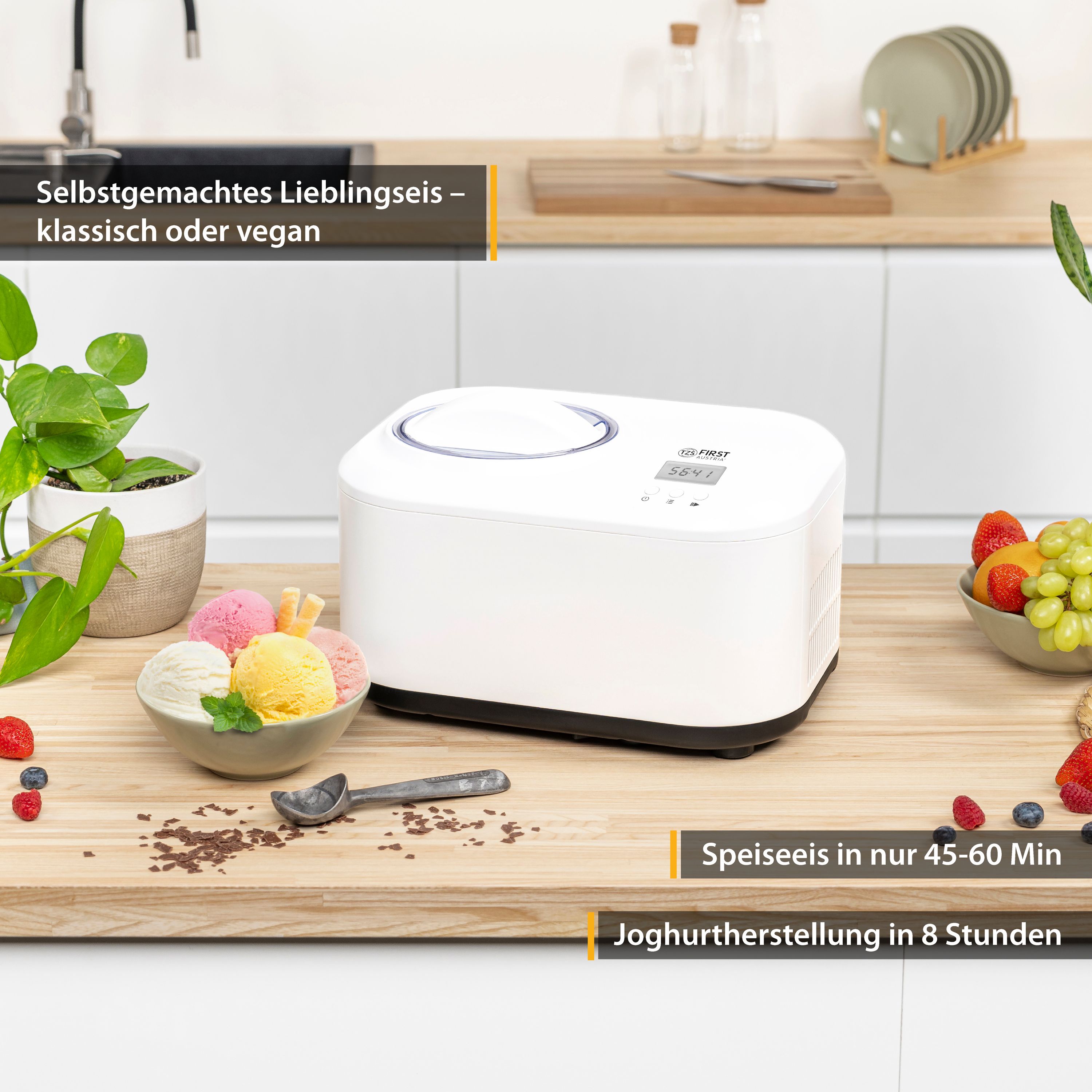 Eismaschine 1,2L, Edelstahl, mit Kühlkompressor