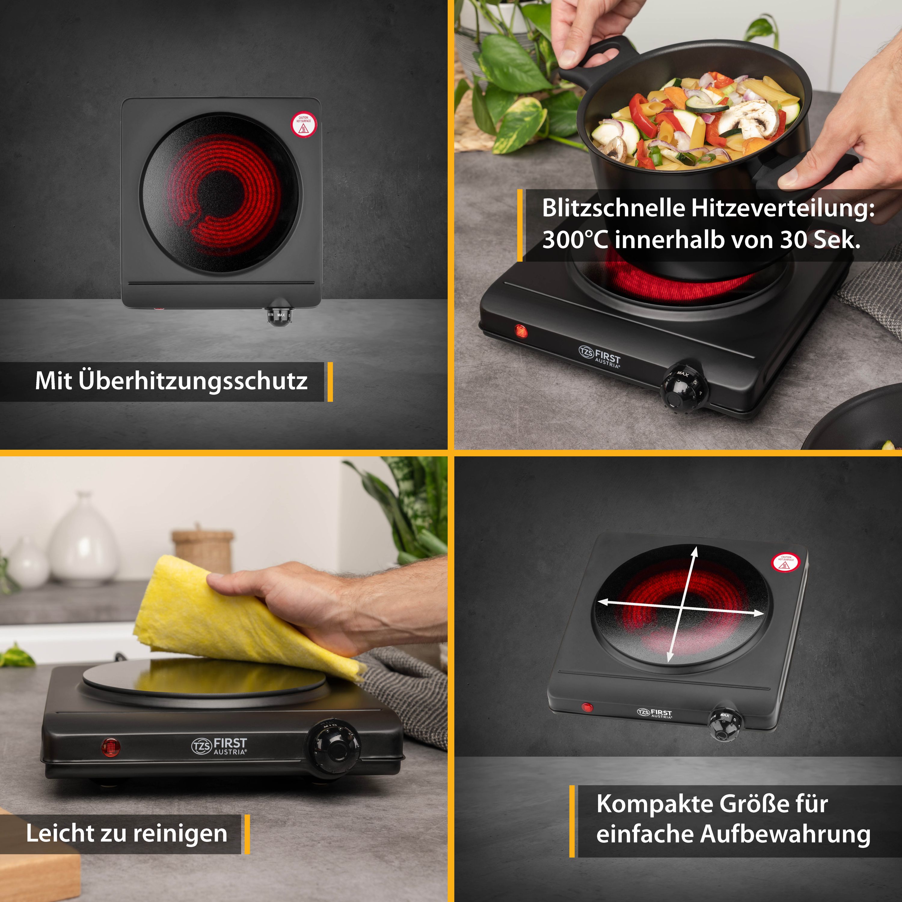 Infrared Hotplate 1250 W, Glass Ceramic, Stepless Temperature