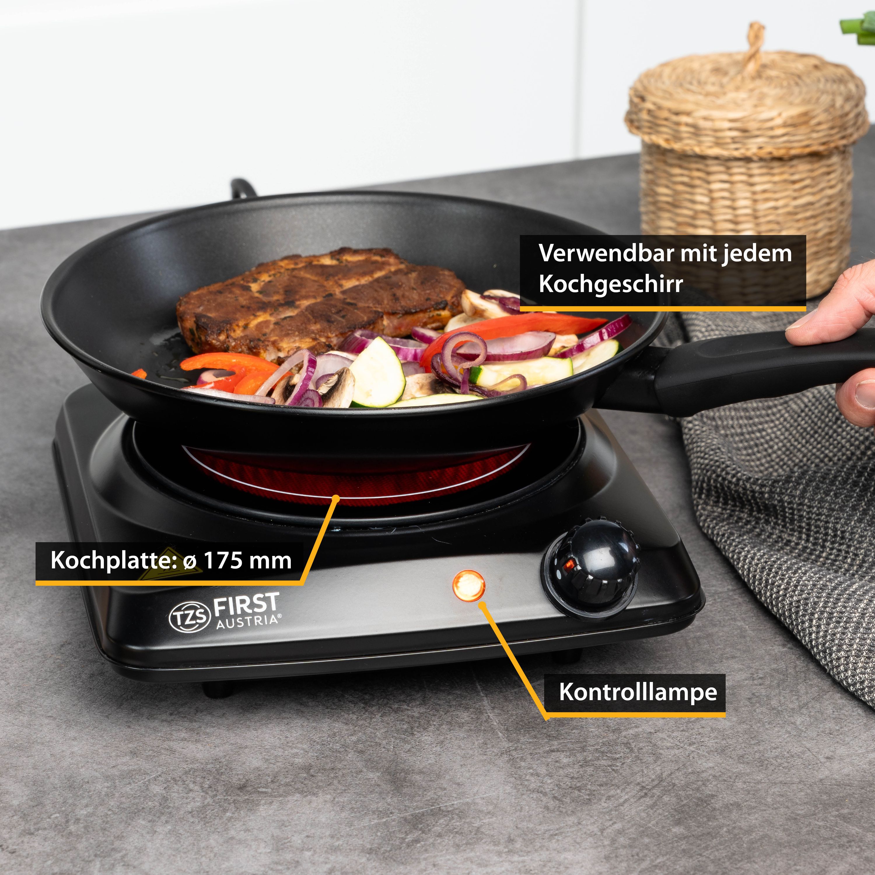 Infrared Hotplate 1200 W, Glass Ceramic, Stepless Thermostat