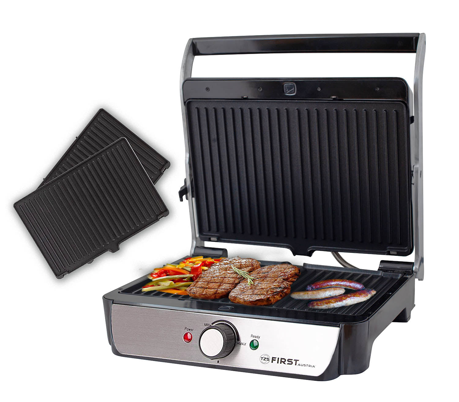 Tabletop grill, 2000 W, opens 180°
