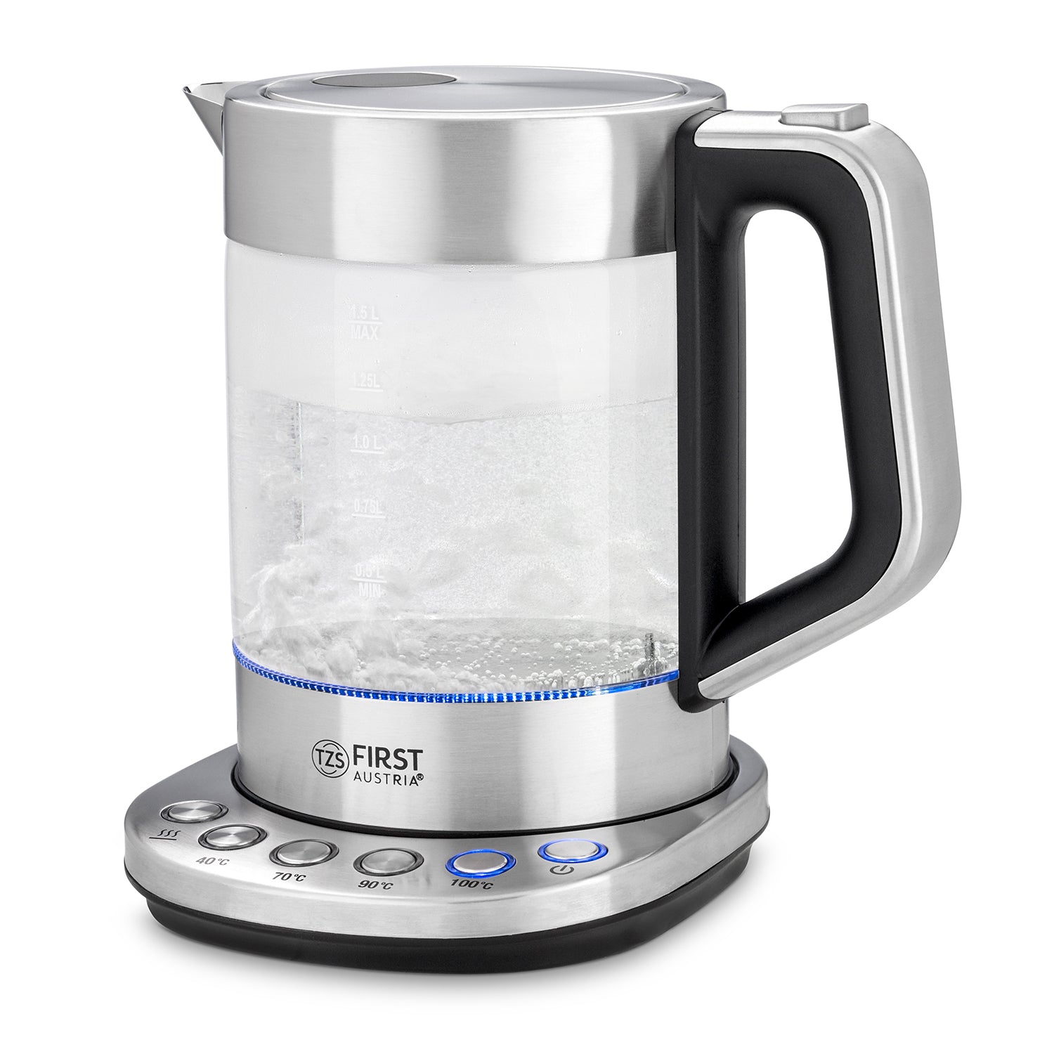 Wasserkocher 1,7 L Glas, 4 Temperaturstufen, Warmhaltefunktion