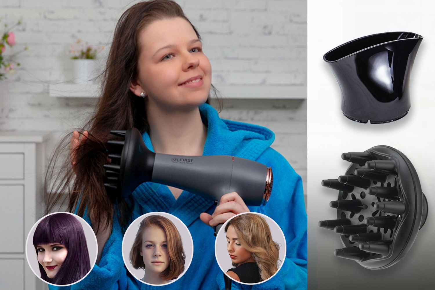 Hair Dryer 2200 W, Ionic Technology, with Diffuser