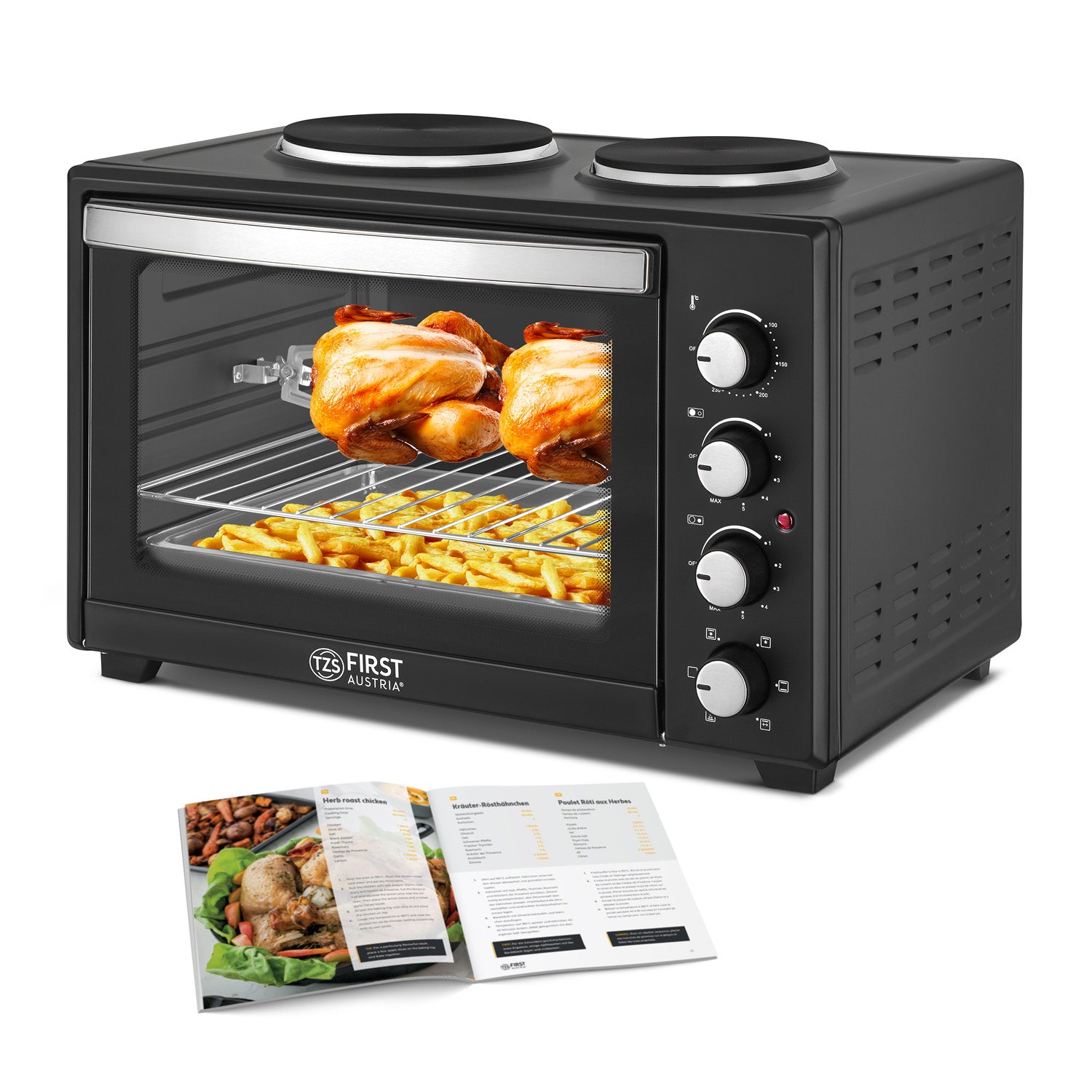 Mini-Backofen 45L, mit Kochplatten, Umluft