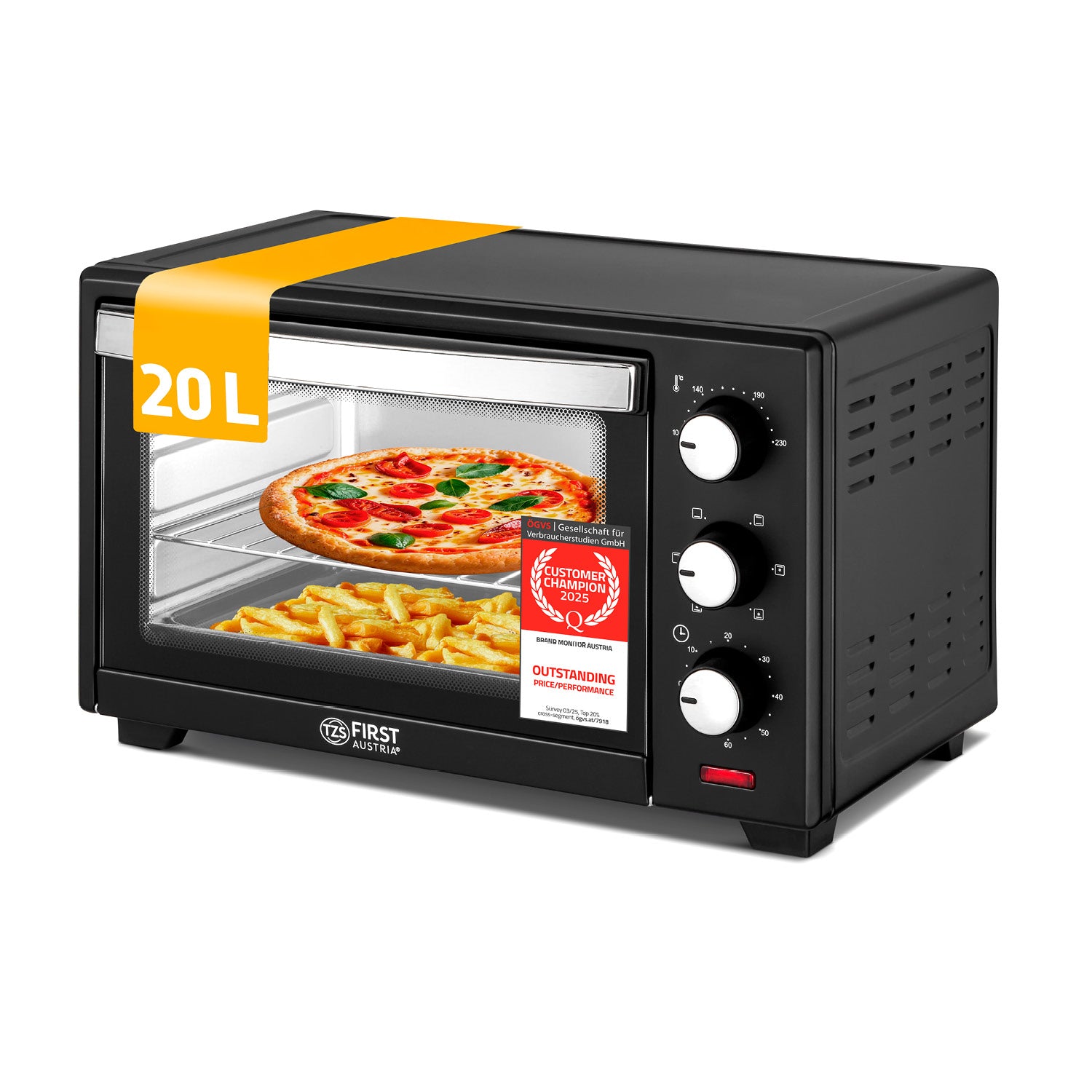 Mini-Backofen 20L, mit Umluft, platzsparend