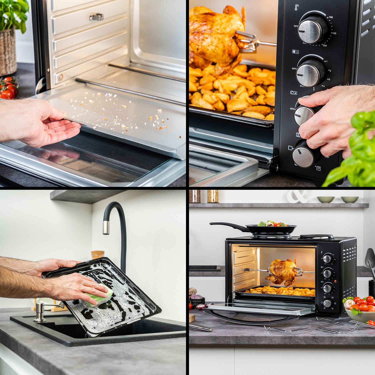 Mini-Backofen 60L, mit Kochplatten, Drehspieß