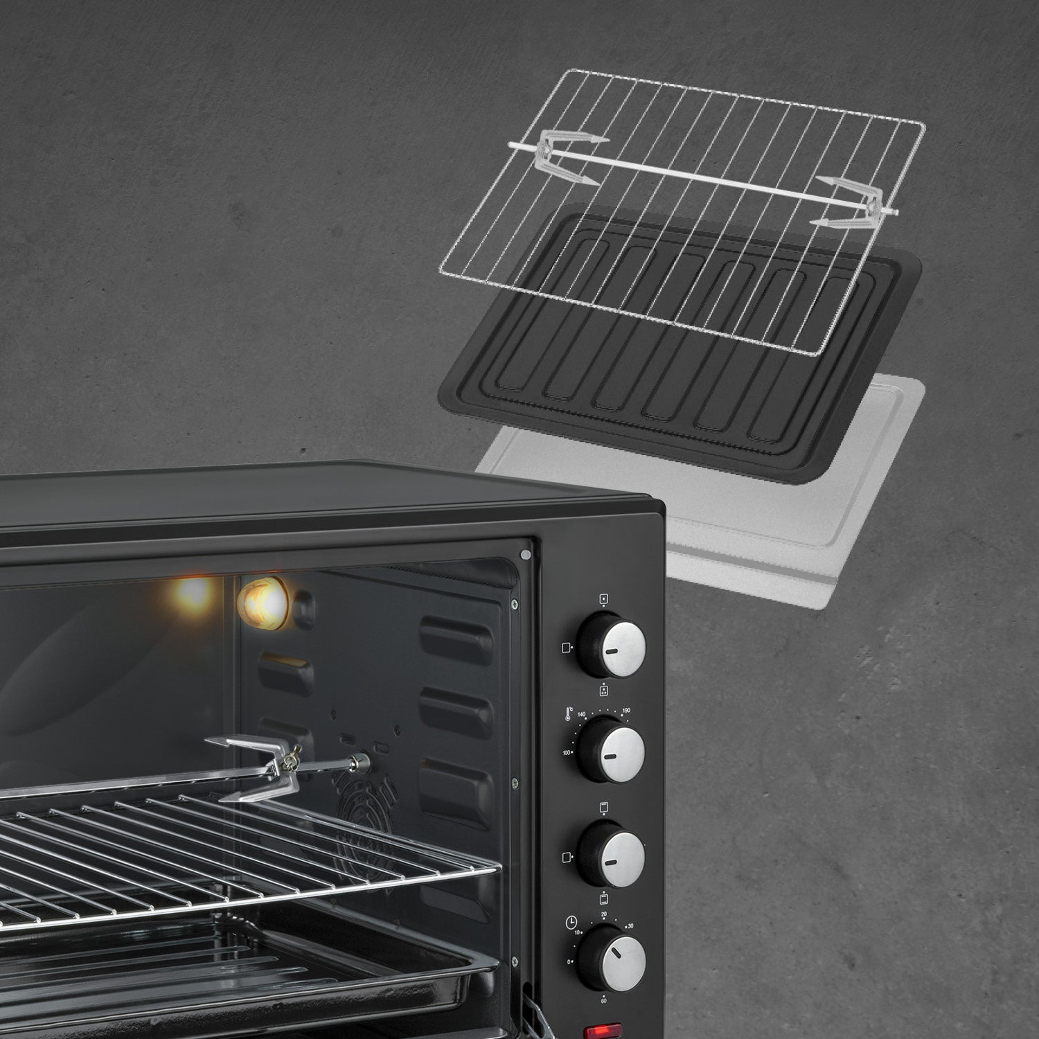 Mini-Backofen 60L, mit Umluft, Drehspieß