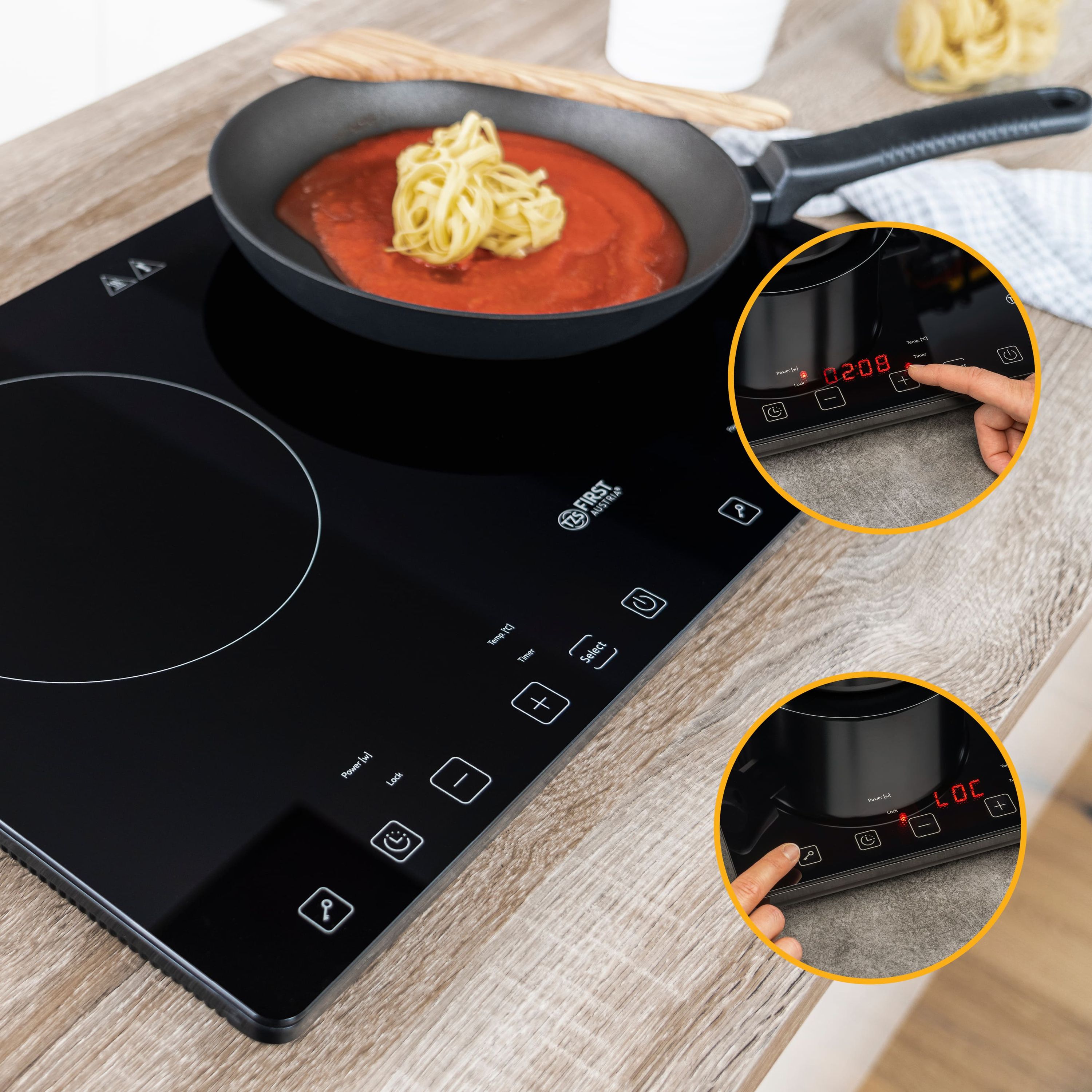 Double Induction Hotplate 3400 W, Touch Control, with Timer