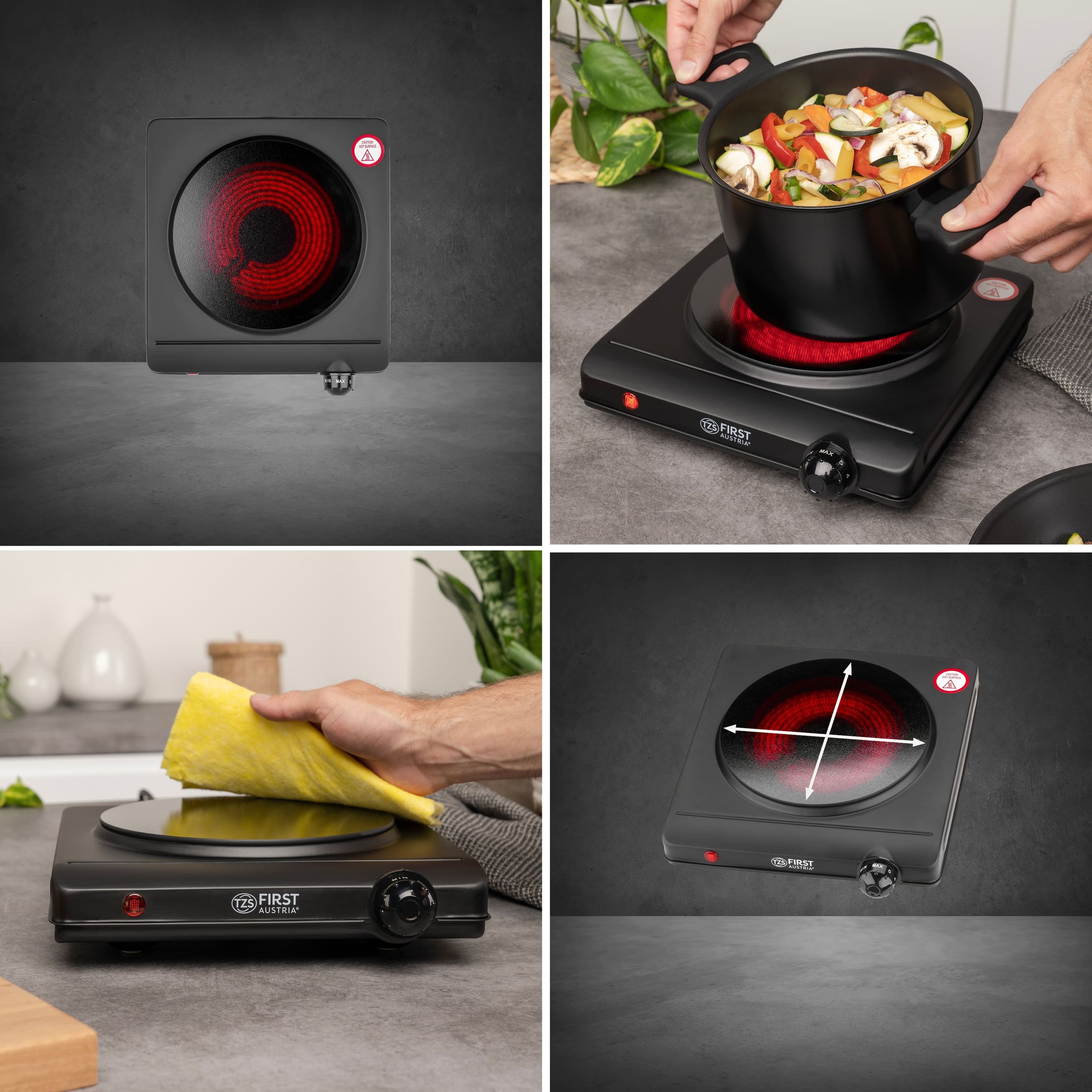 Infrared Hotplate 1250 W, Glass Ceramic, Stepless Temperature